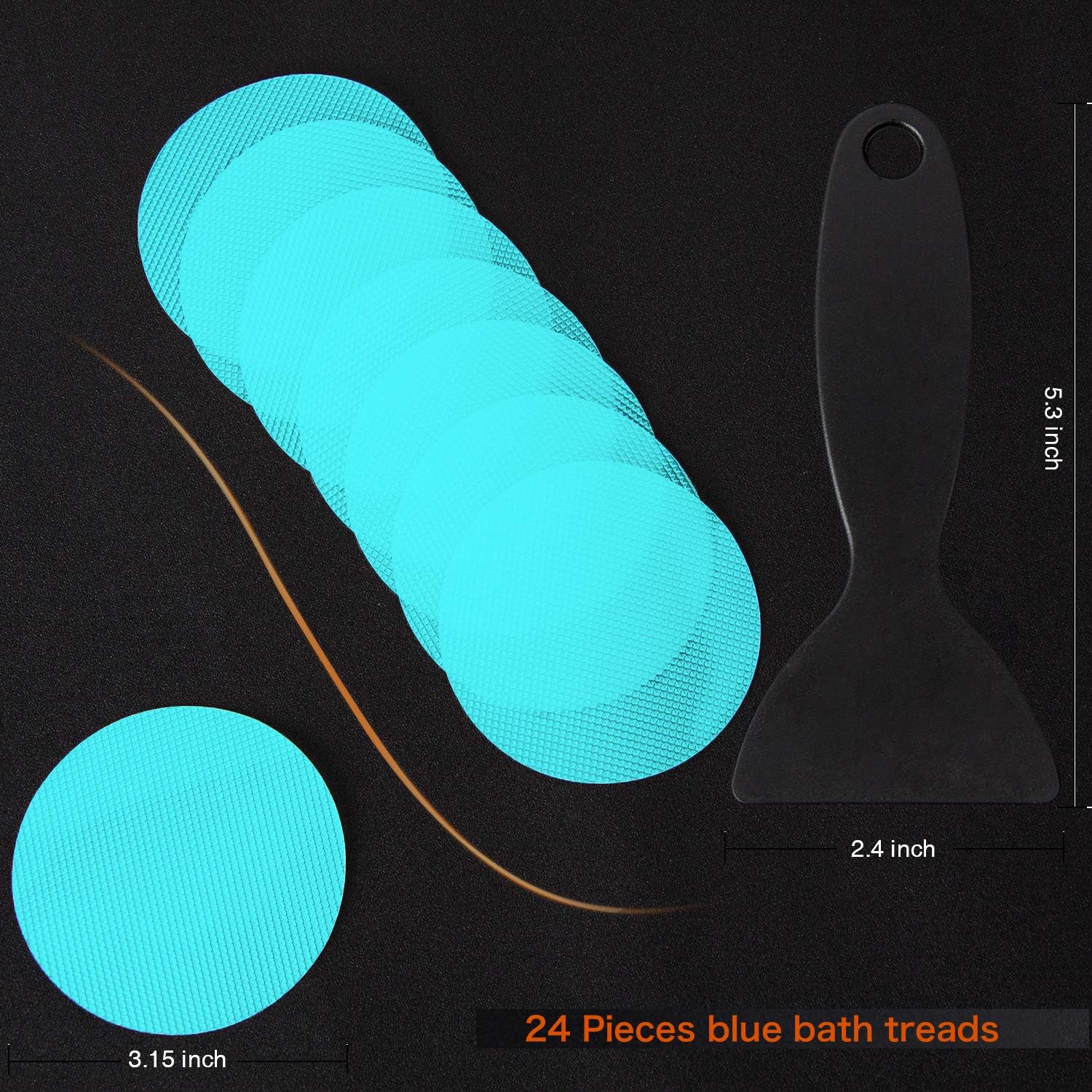 Non-Slip Bathtub Stickers Set 24PCS Blue Safety Treads Adhesive Decals