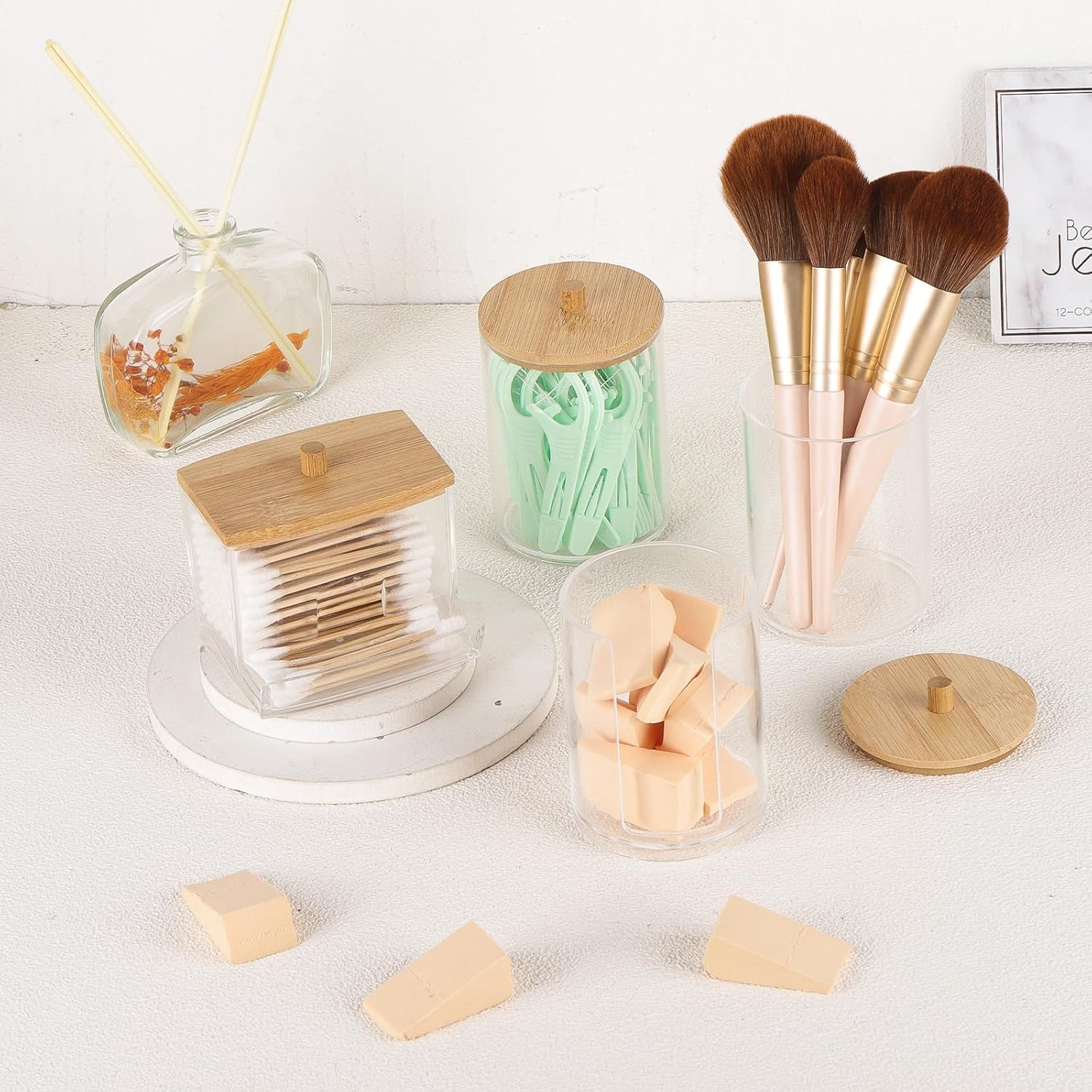 Tbestmax 107oz Qtip Holder Dispenser 4 Pack Beige