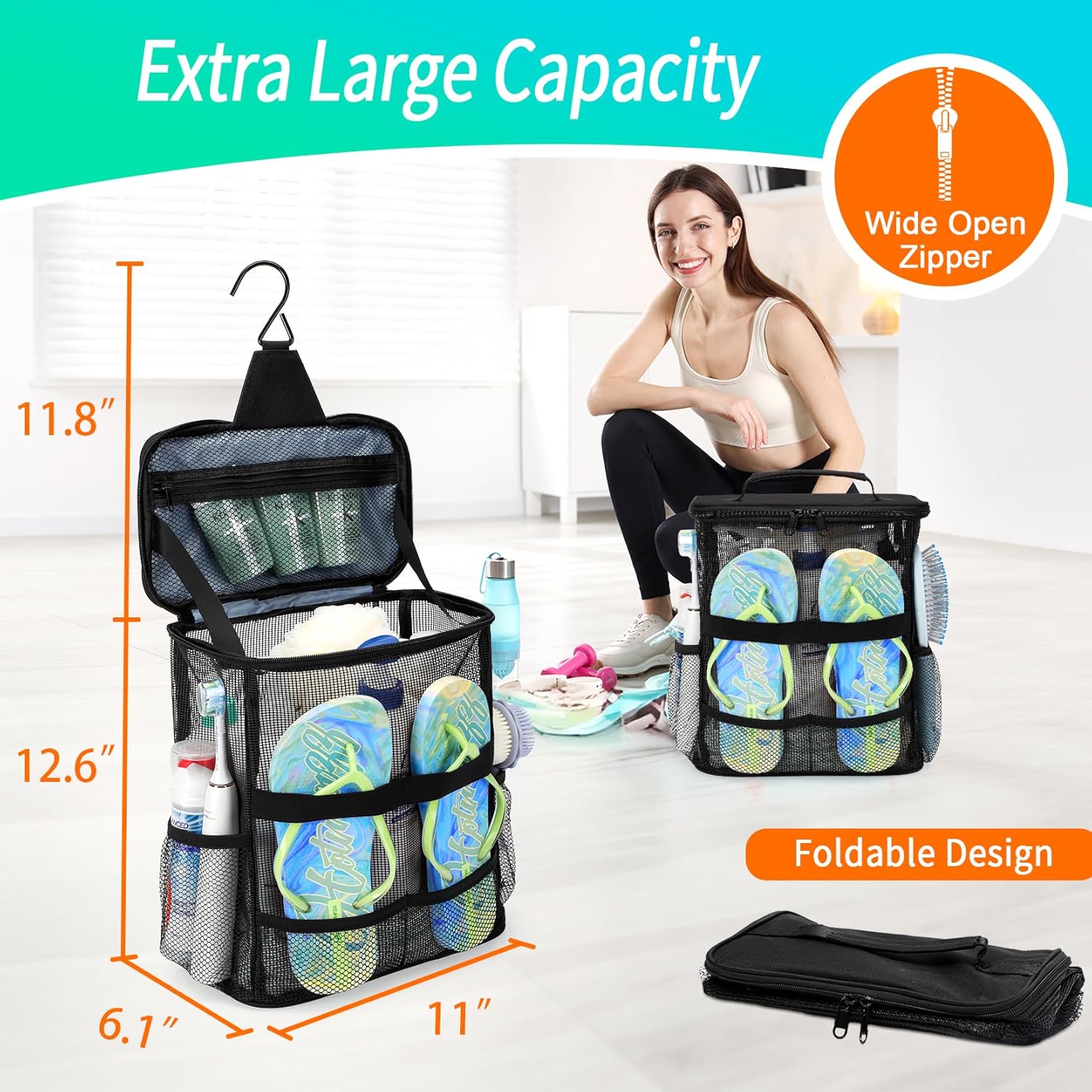 EaseGave Mesh Shower Caddy - Portable Large Capacity