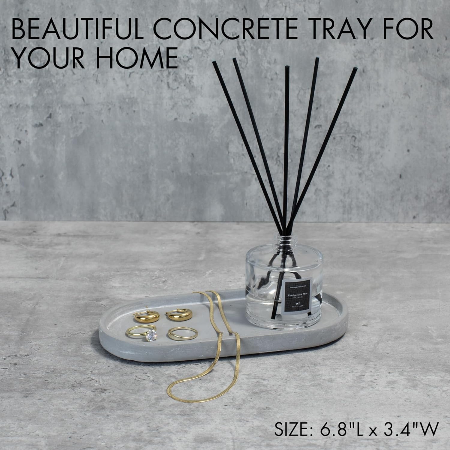 KIBAGA Modern Concrete Vanity Tray - Bathroom Kitchen Organizer