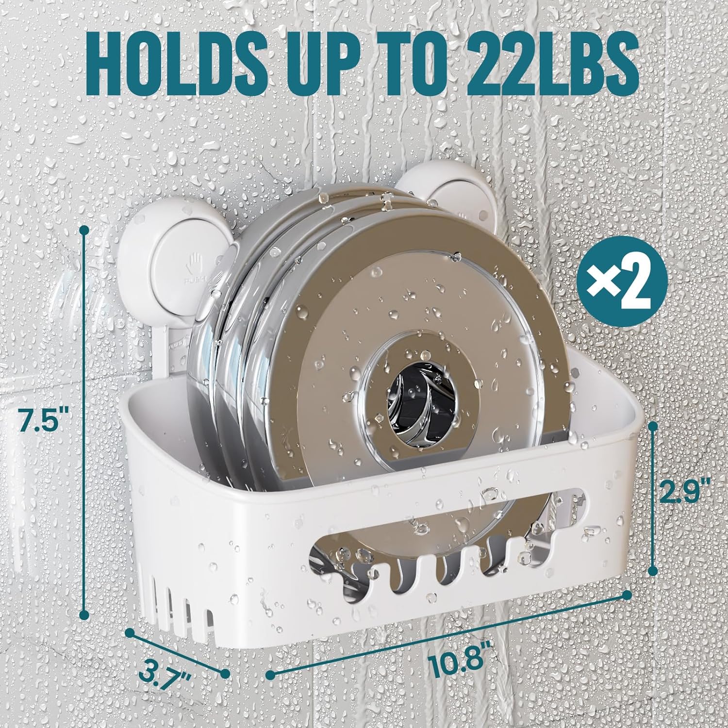 TAILI 2 Pack Heavy Duty Shower Caddy Suction Cup Organizer