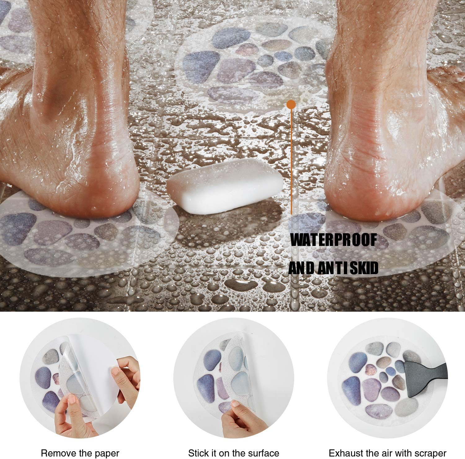 Secopad Non-Slip Bathtub Stickers with Premium Scraper