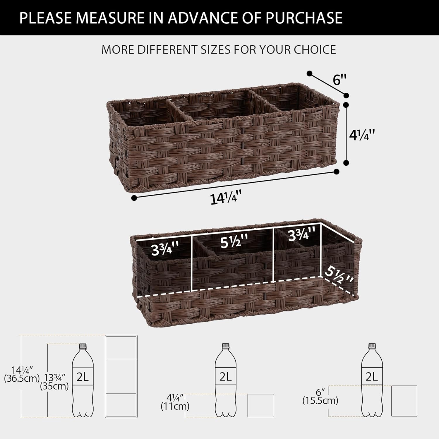 GRANNY SAYS 2-Pack Wicker Bathroom Baskets with Dividers