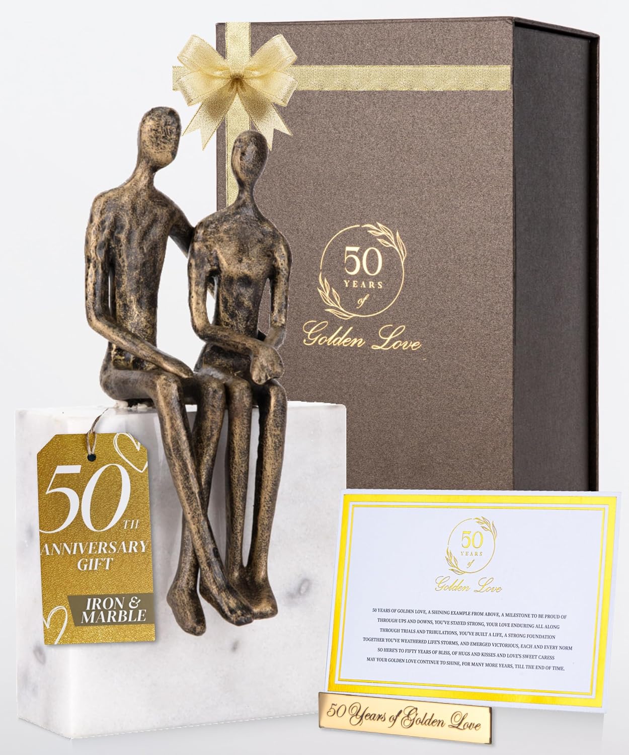 50th Wedding Anniversary Sculpture Set - Iron Marble