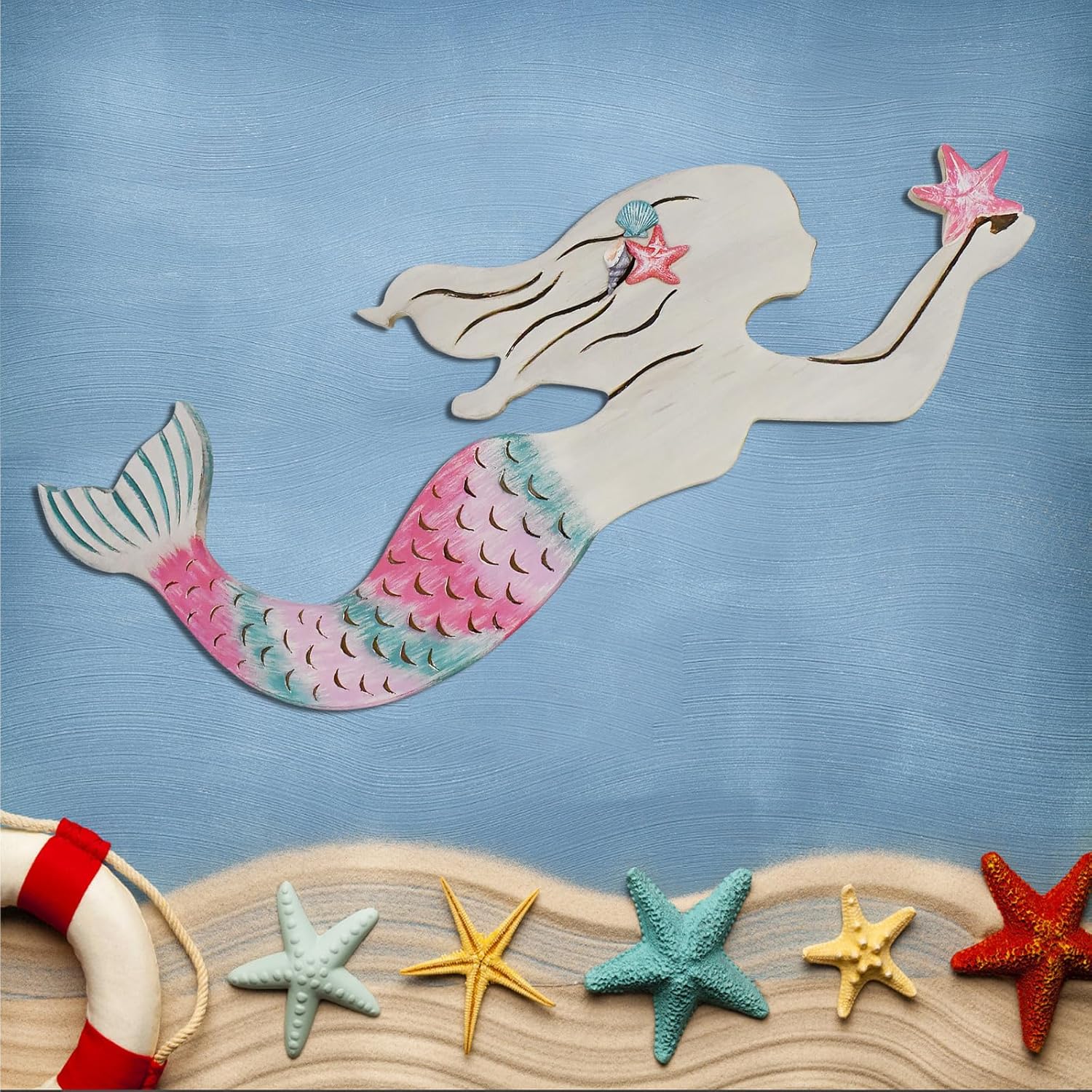 Rustic Mermaid Wall Decor Hanging Nautical Art