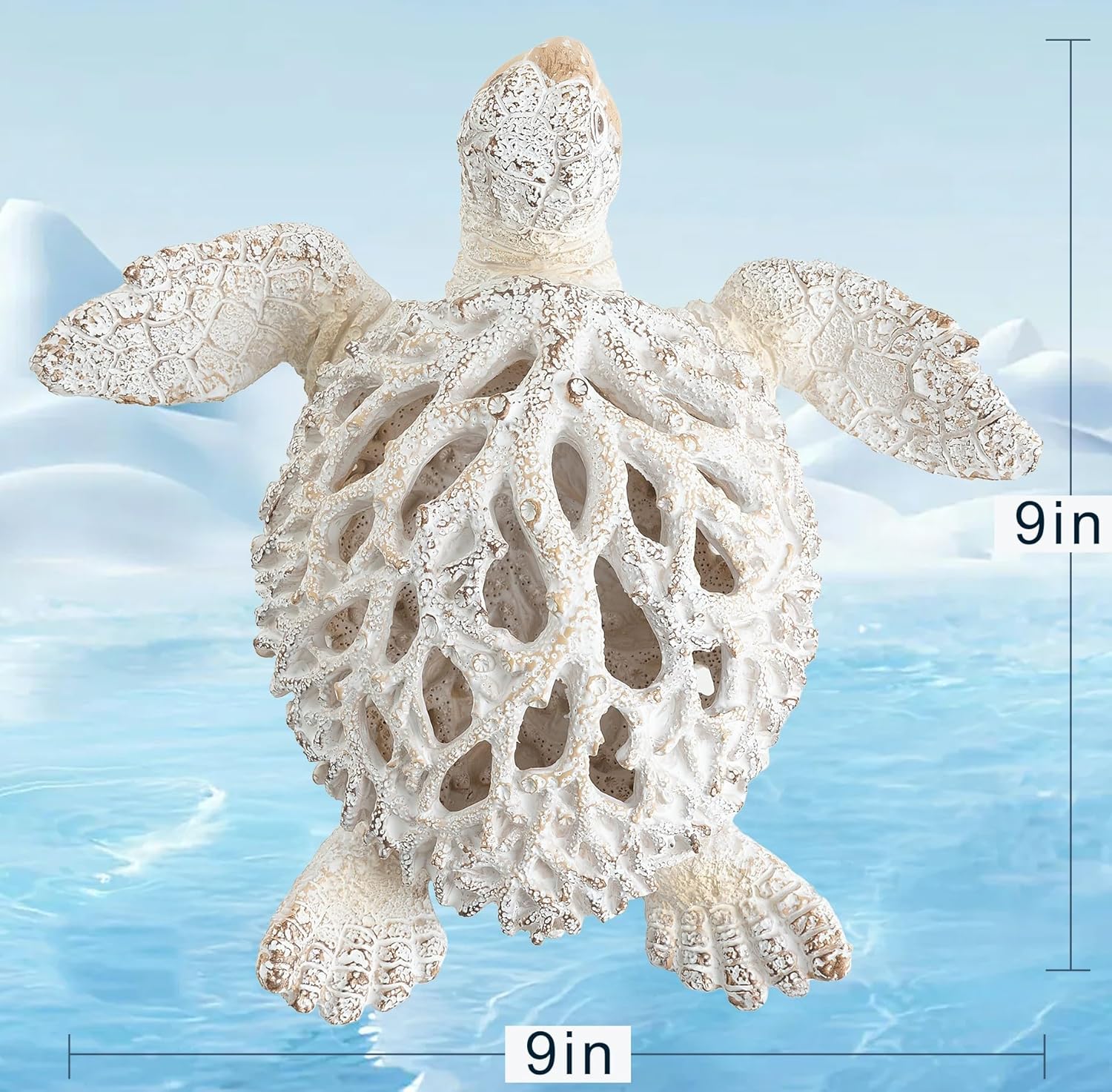 Ocean Decor Sea Turtle Coral Sculpture for Home Office Decor