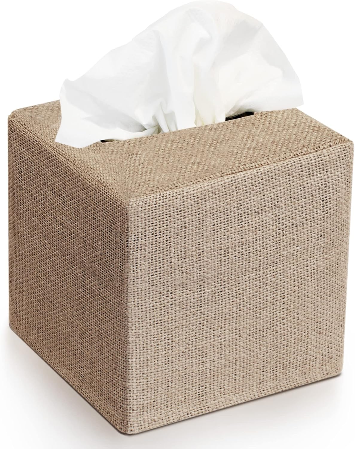 KIBAGA Burlap Tissue Box Cover - Stylish Fall Decor Cube Holder