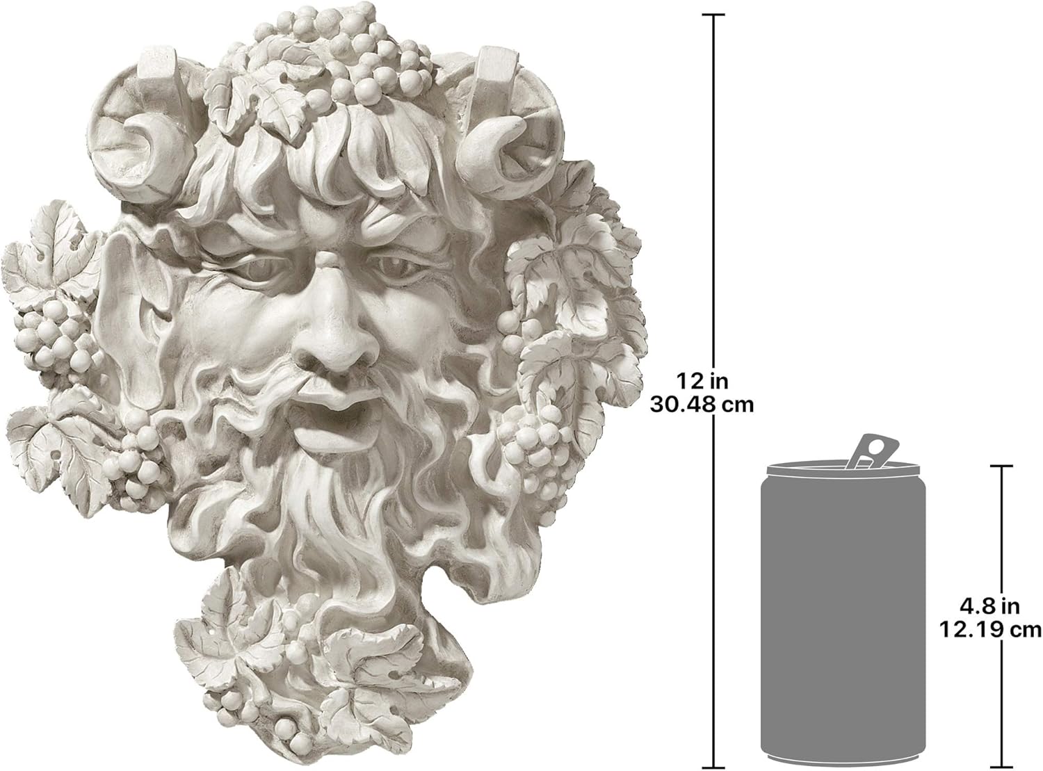 Design Toscano Bacchus Wall Sculpture 12 Inch Tall Cast Stone Resin Antique Finish
