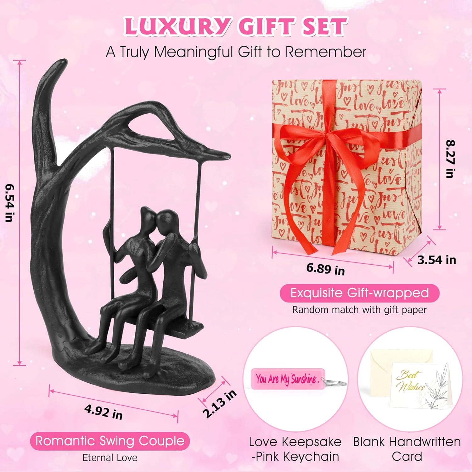 Romantic Couple Statue in Love Black Metal Figurine