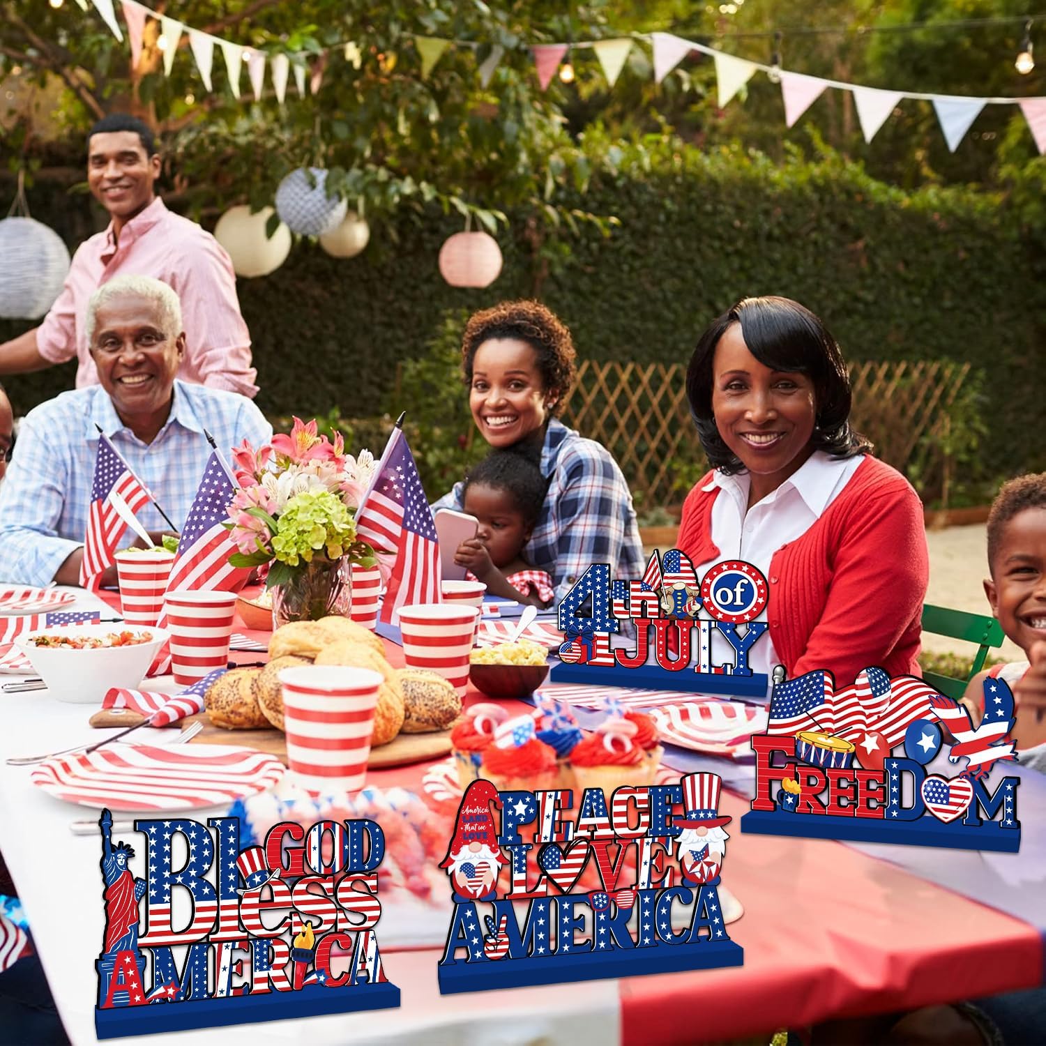 4th of July Decor Table Sign Set for Independence Day