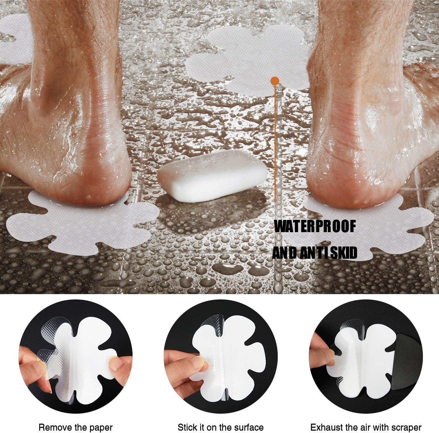 Non-Slip Bathtub Stickers with Premium Scraper
