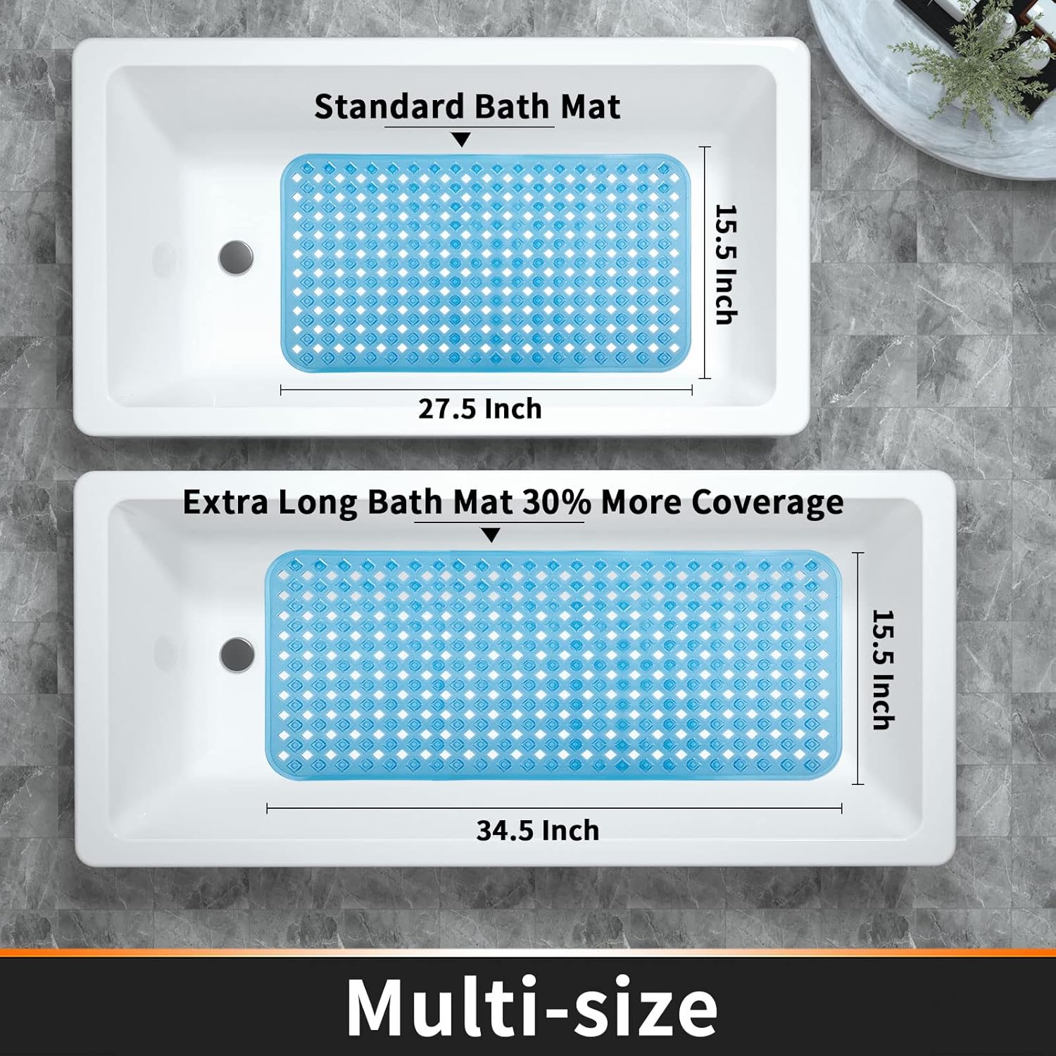 Yimobra Bathtub Mat Non Slip Clear Blue