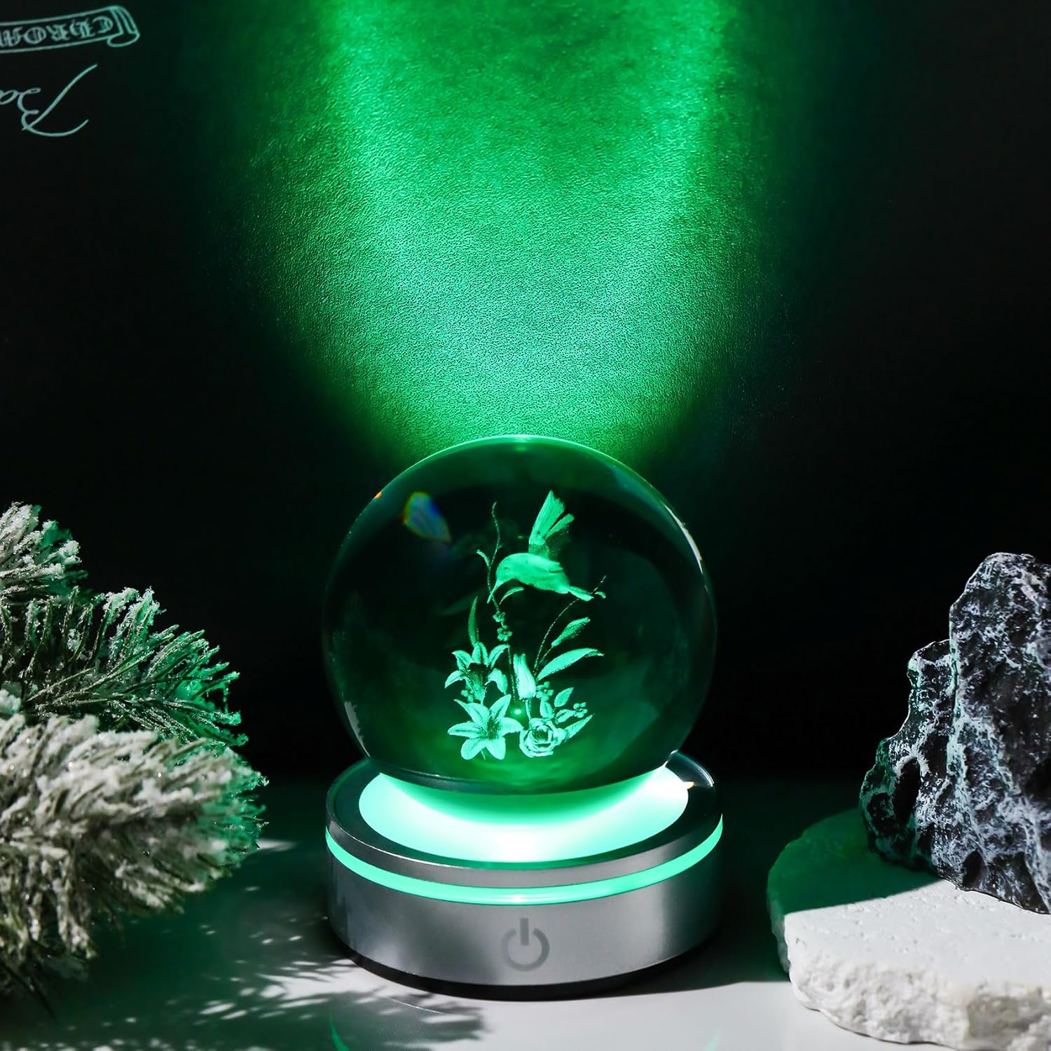 Movdyka 3D Crystal Hummingbird Decor with LED Base
