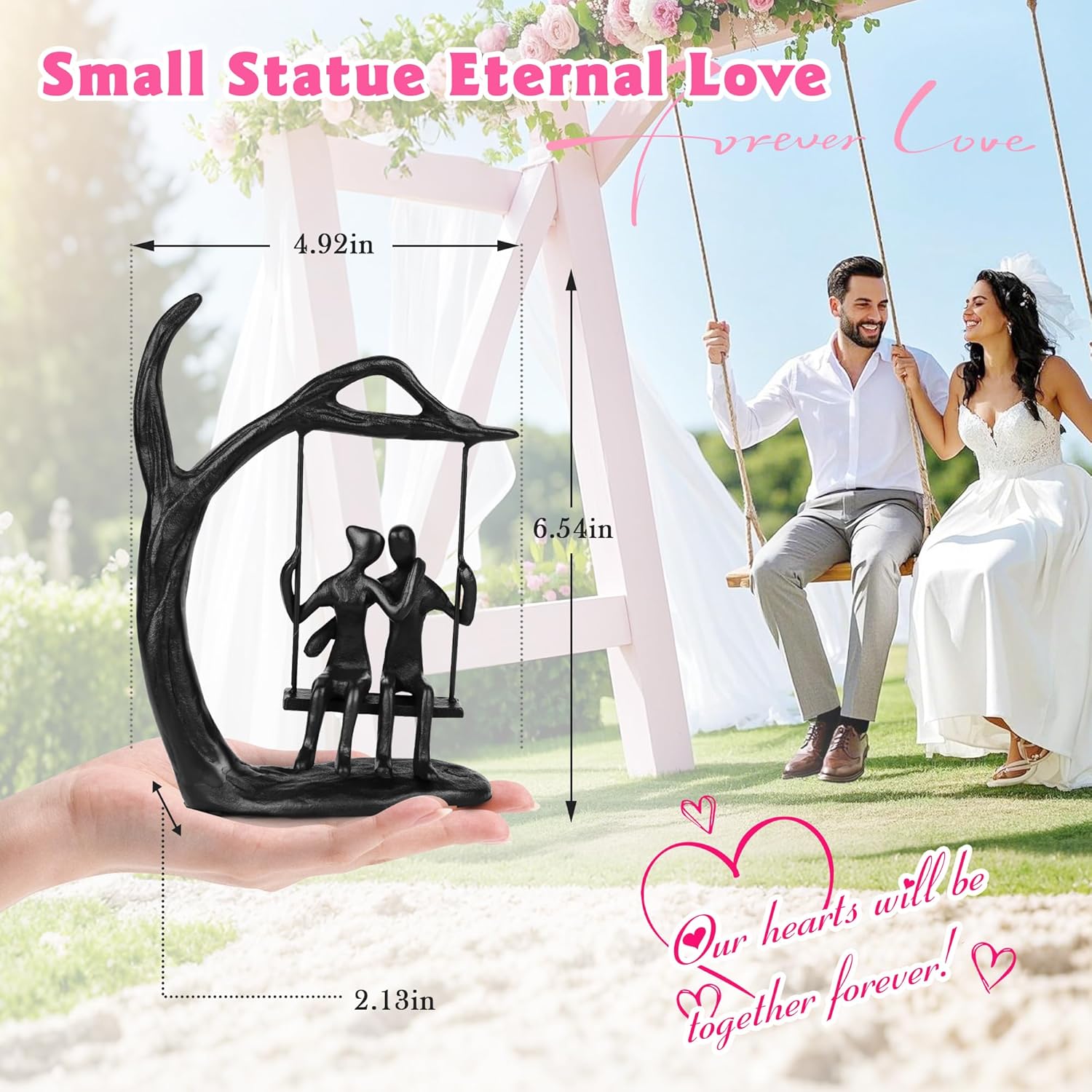 Romantic Couple Statue in Love Black Metal Figurine
