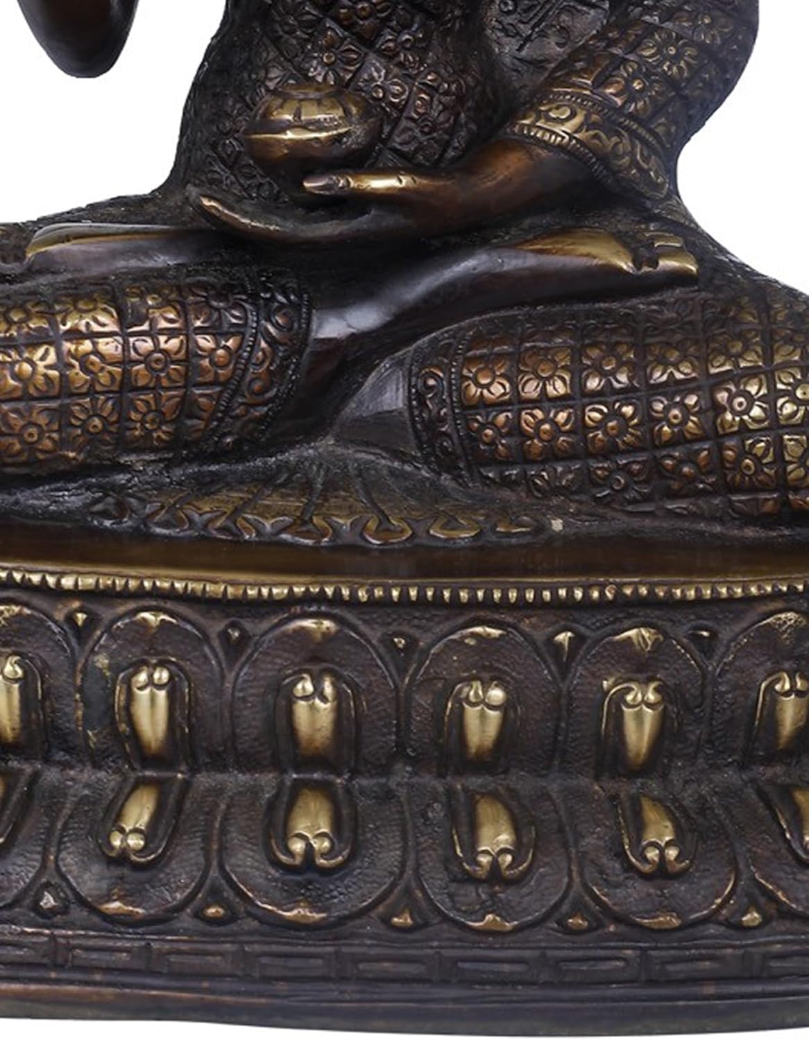 10-Inch Brass Chequered Robe Buddha Statue 1