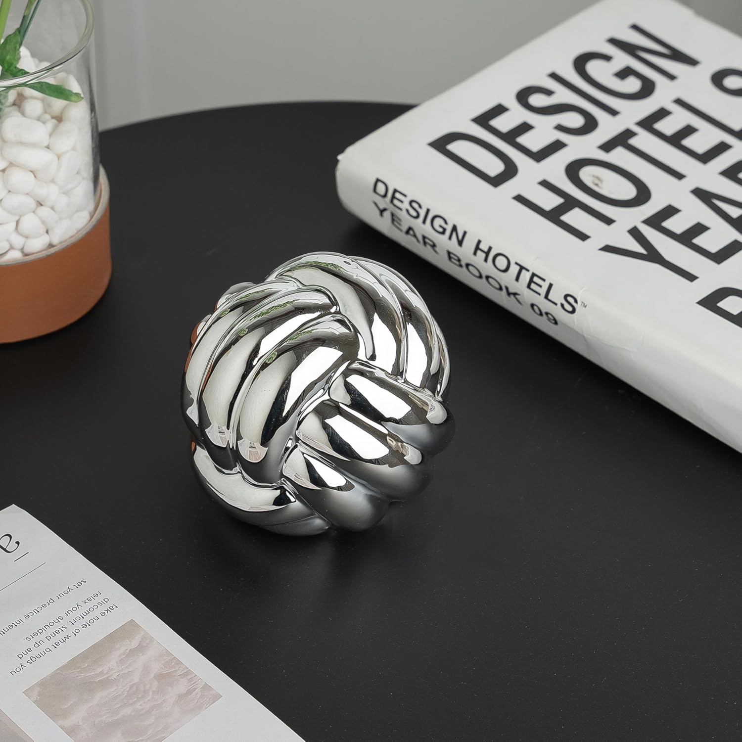 Lynagert Small Silver Knot Decor for Home Office