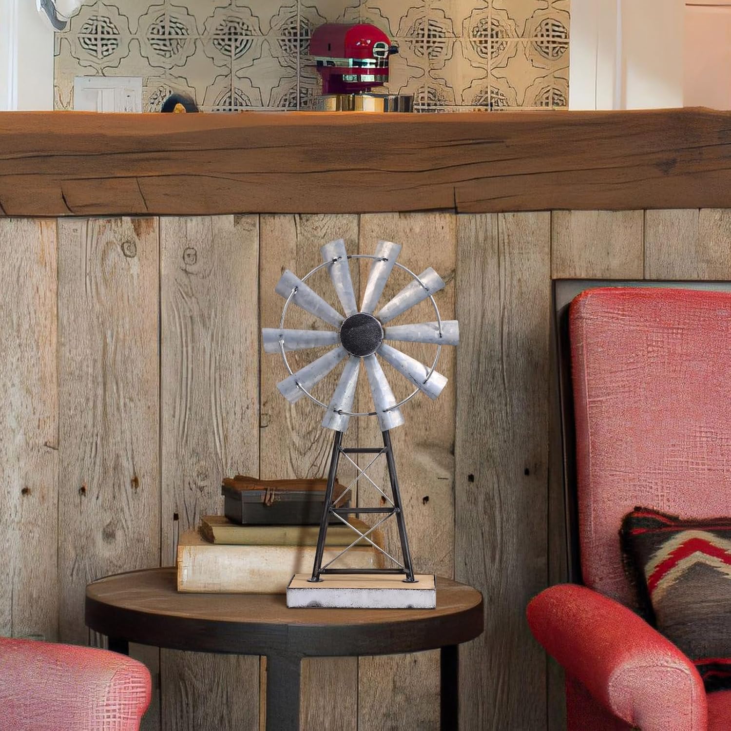 MODE HOME Charming Tall Galvanized Windmill Decor