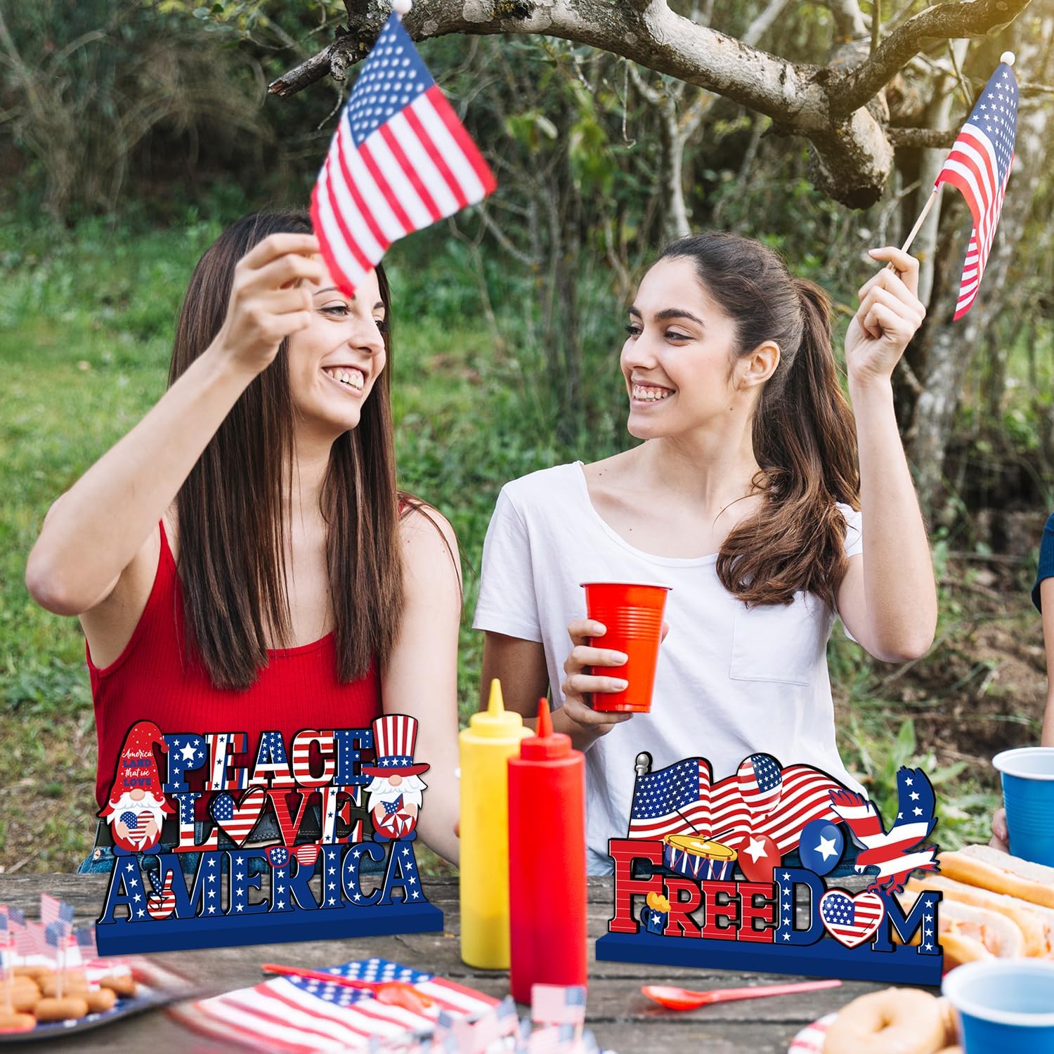 4th of July Decor Table Sign Set for Independence Day