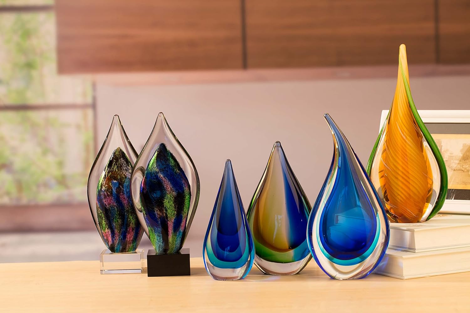 Yao Yuan Hand-Blown Glass Sculpture Blue Green