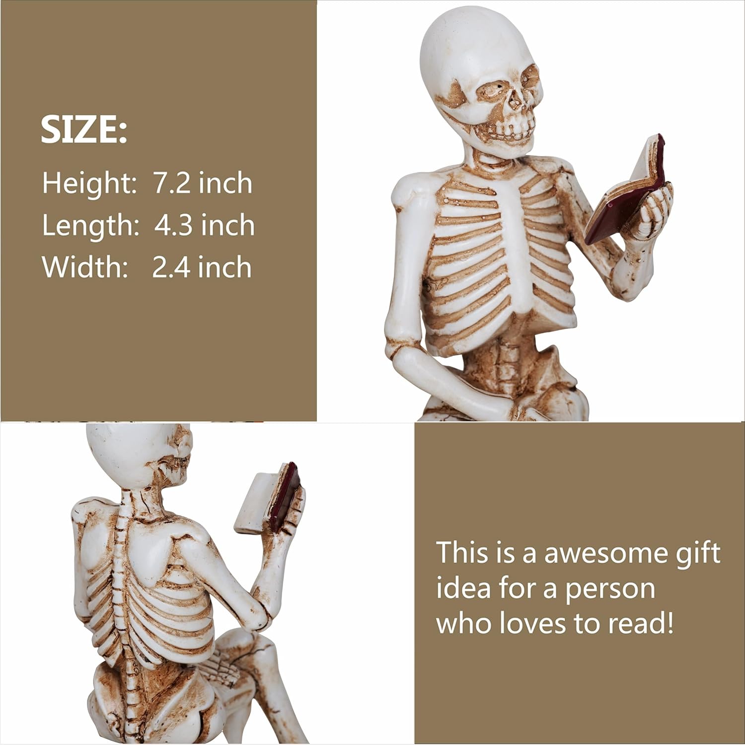 3 Piece Halloween Skeleton Statue Set