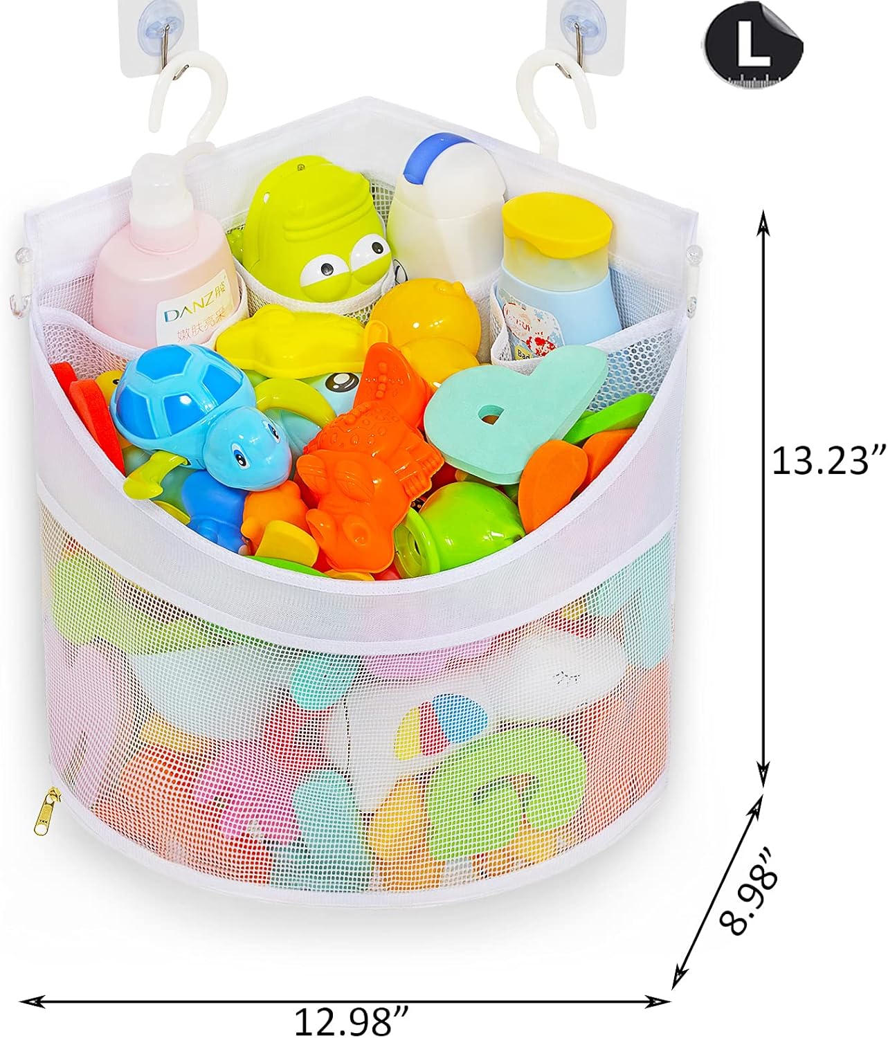Ligereza Baby Bath Toy Organizer - Quick Drying Mold Proof Corner Suspension Holder Large Capacity Shower Caddy White