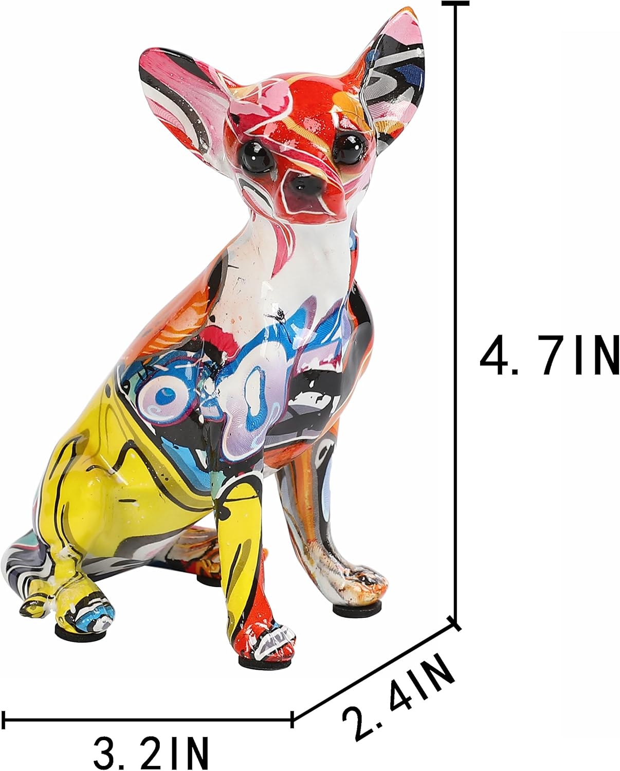 Colorful Chihuahua Statue - Graffiti Decor Sculpture for Home