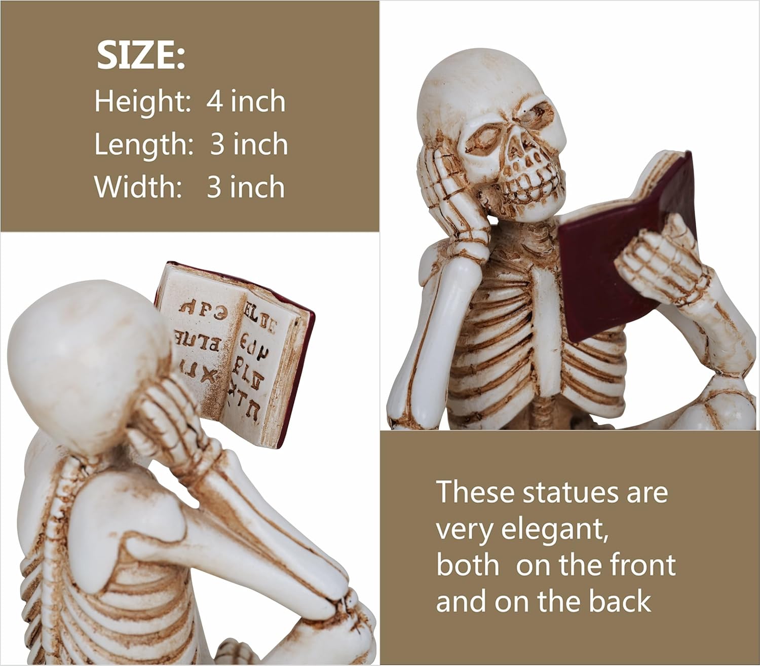 3 Piece Halloween Skeleton Statue Set