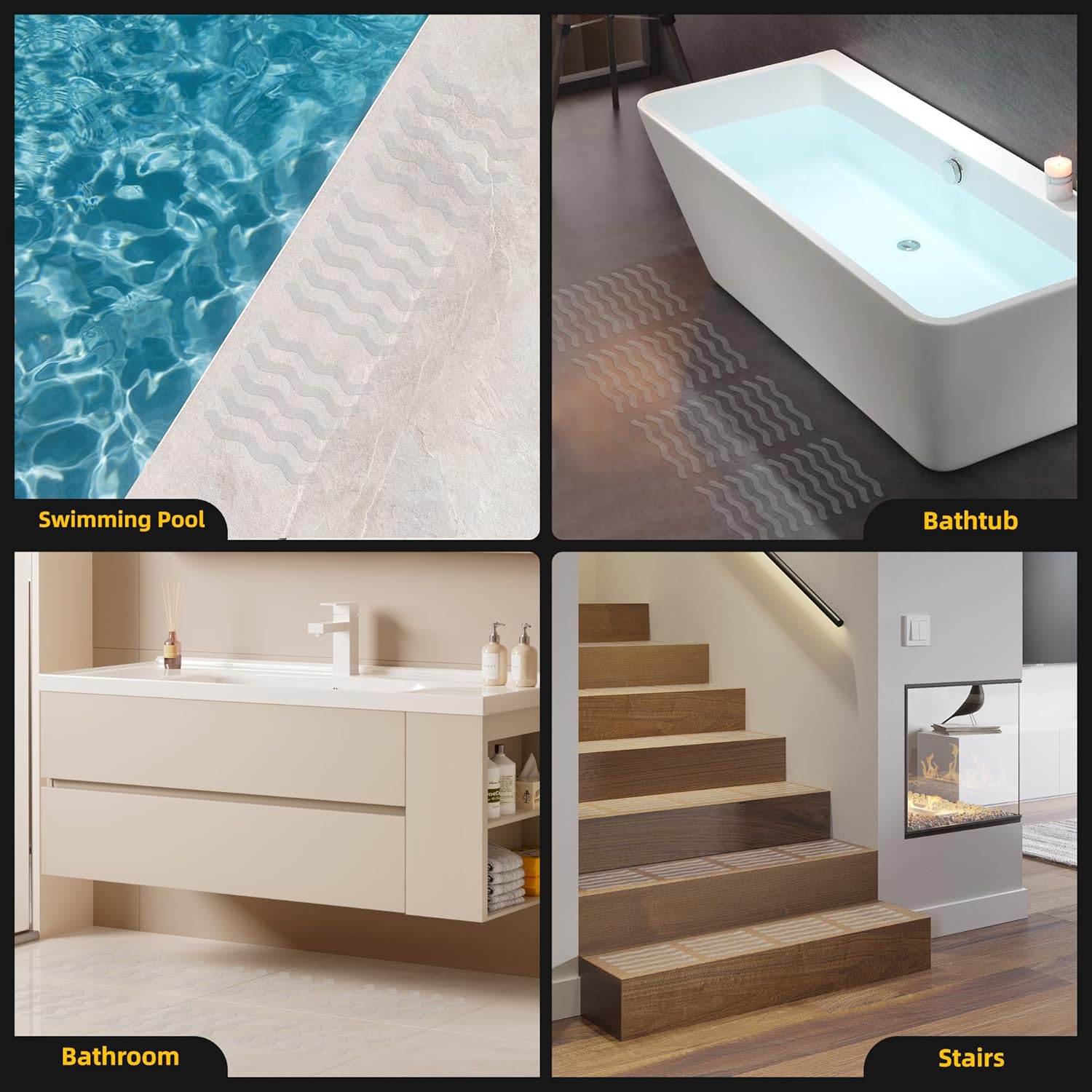 SANKEMU Transparent Non-Slip Bathtub Stickers 20PCS