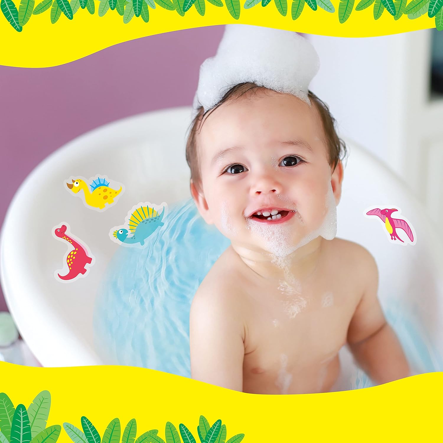 Hebayy 30 Non-Slip Bathtub Stickers with Dinosaur Design 1