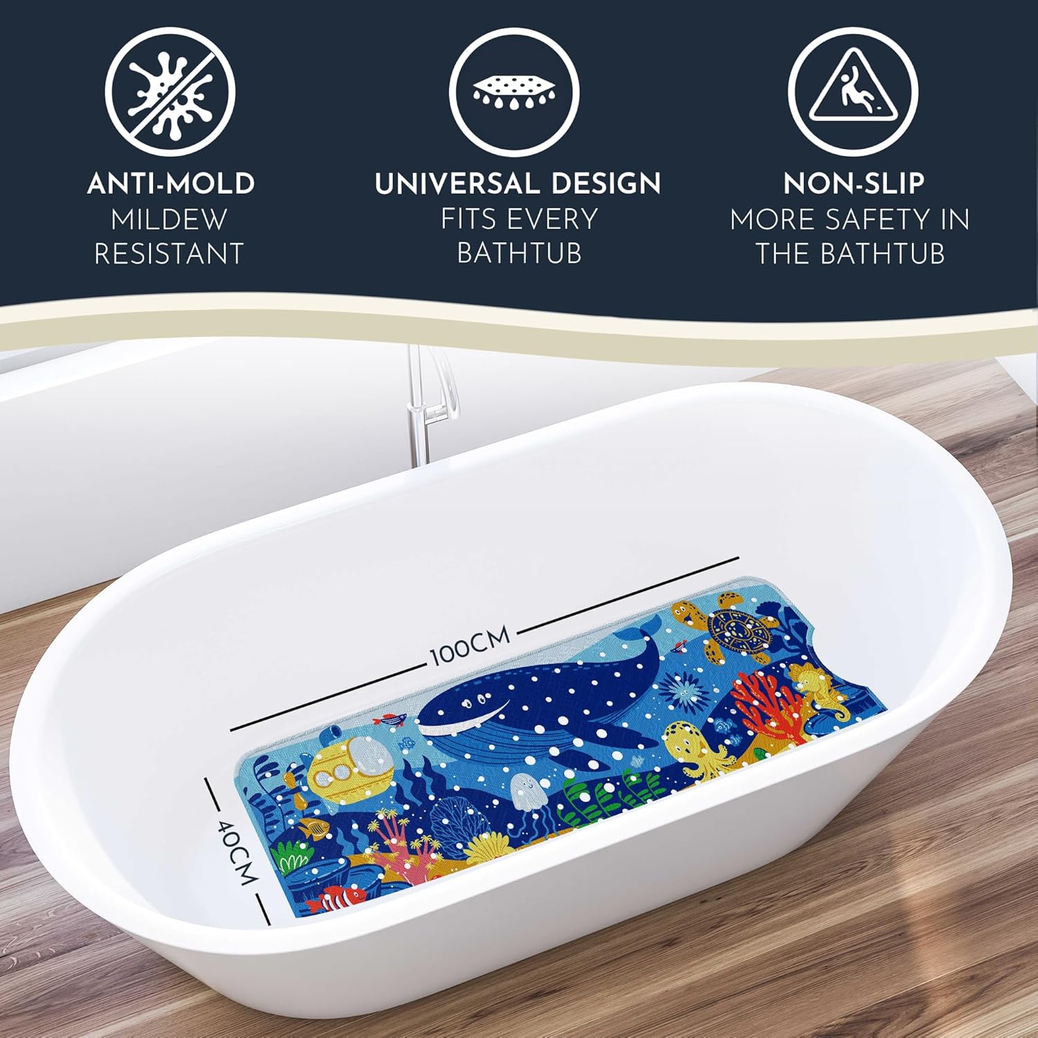 Homerella Anti Slip Bathtub Mat for Kids Adults