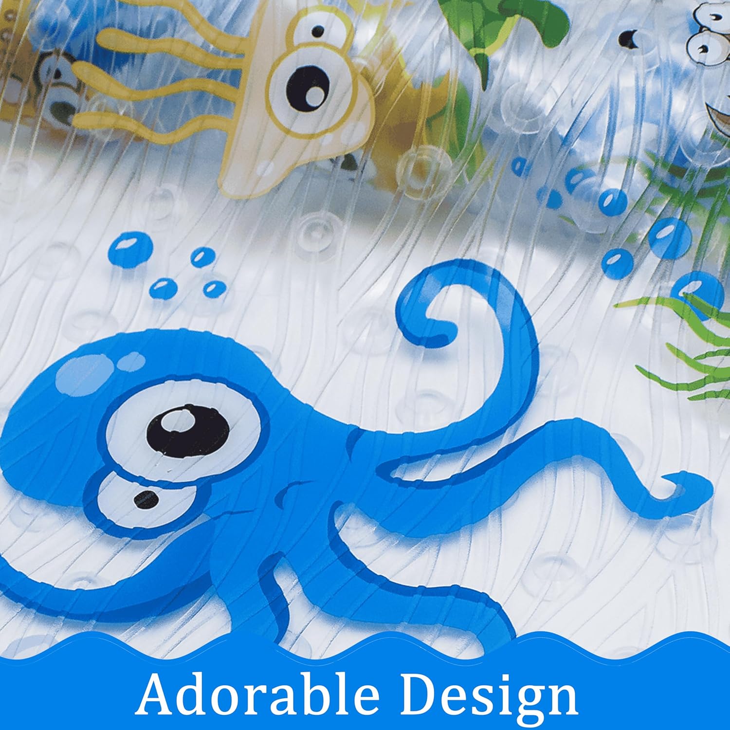 Bath Mats for Kids - Large Non-Slip Cartoon Octopus Design
