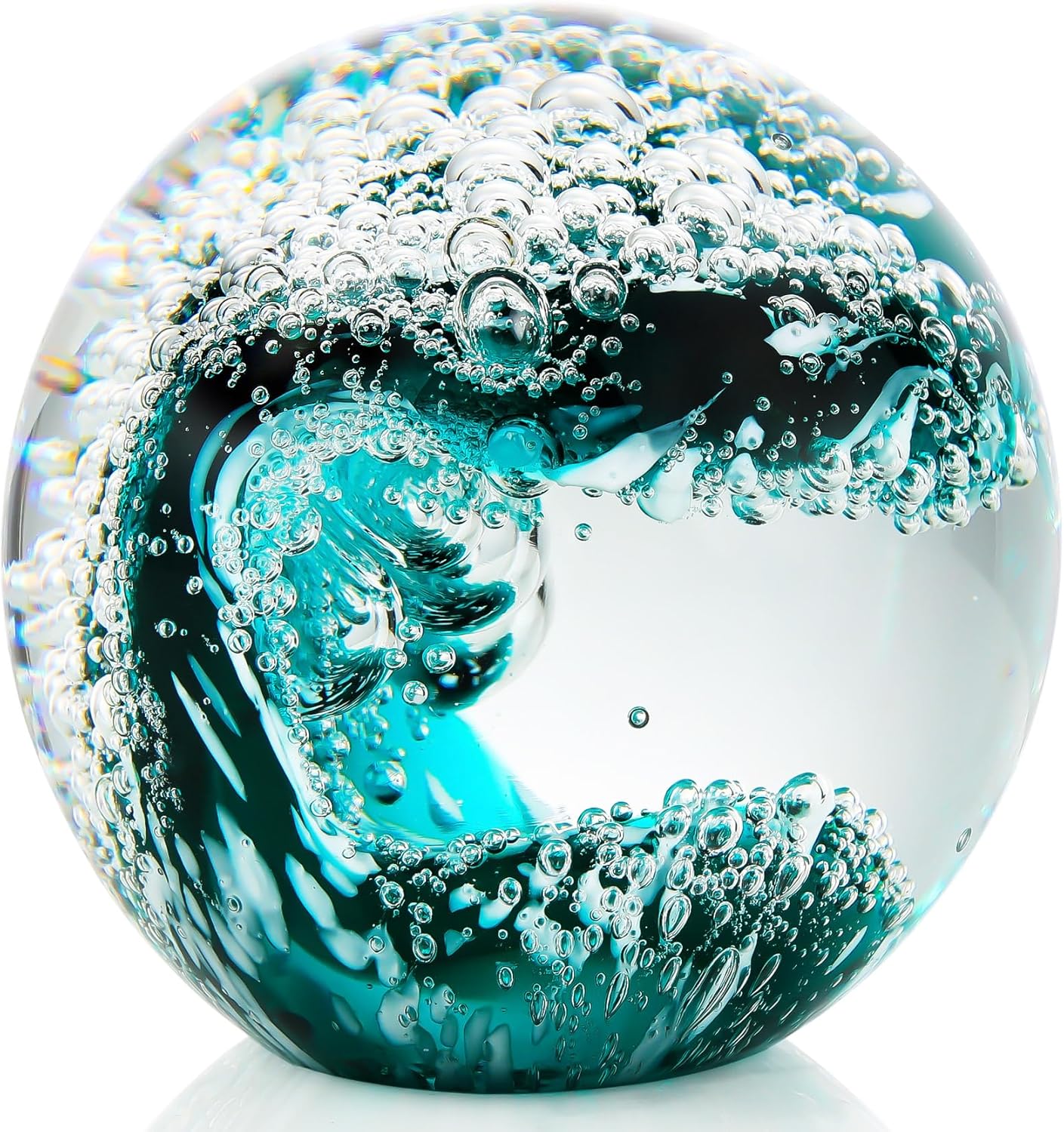 YWHL Hand Blown Crystal Wave Ball Decor