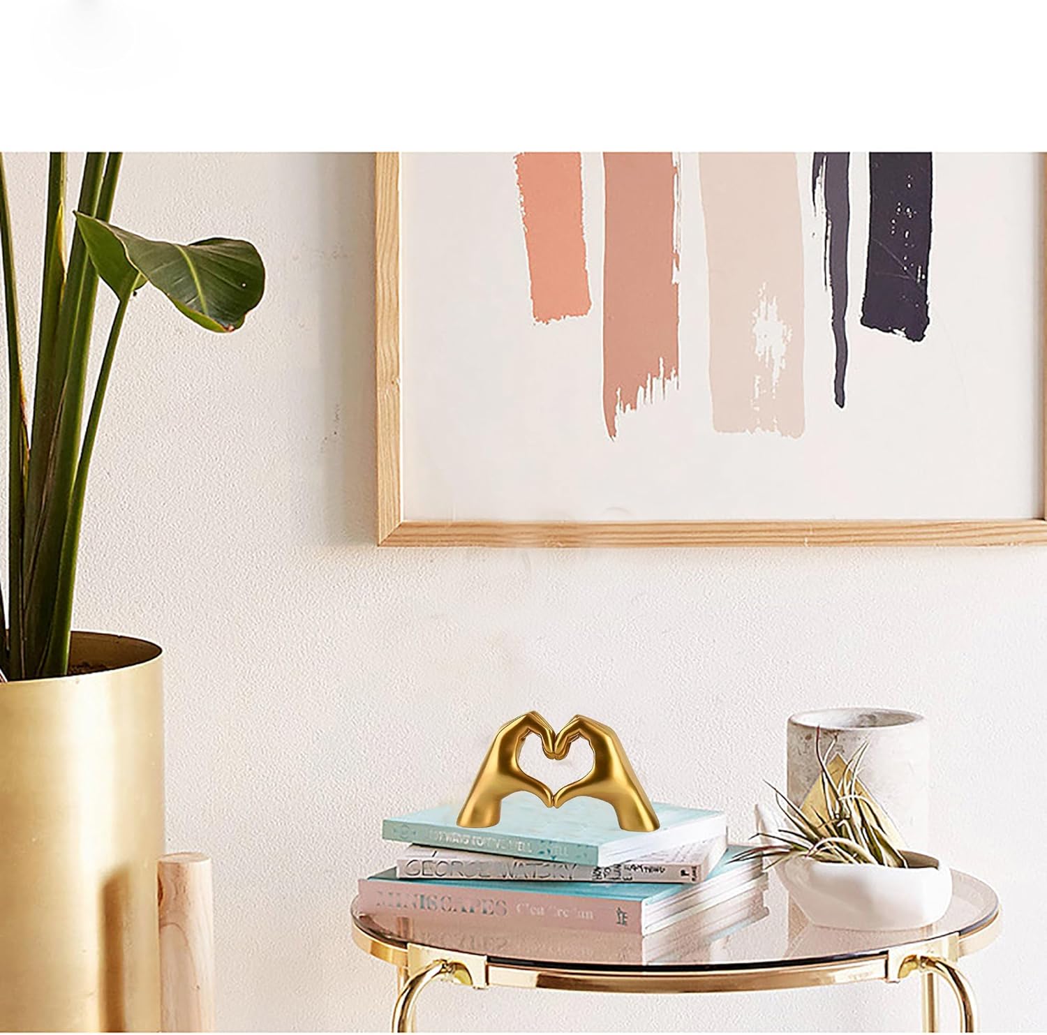 Small Heart Hands Statue in Gold - Cute Love Decor for Home and Office