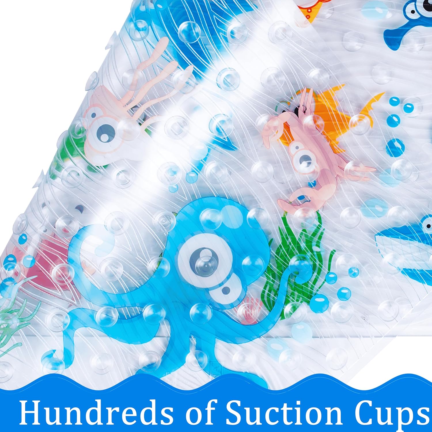 Bath Mats for Kids - Large Non-Slip Cartoon Octopus Design