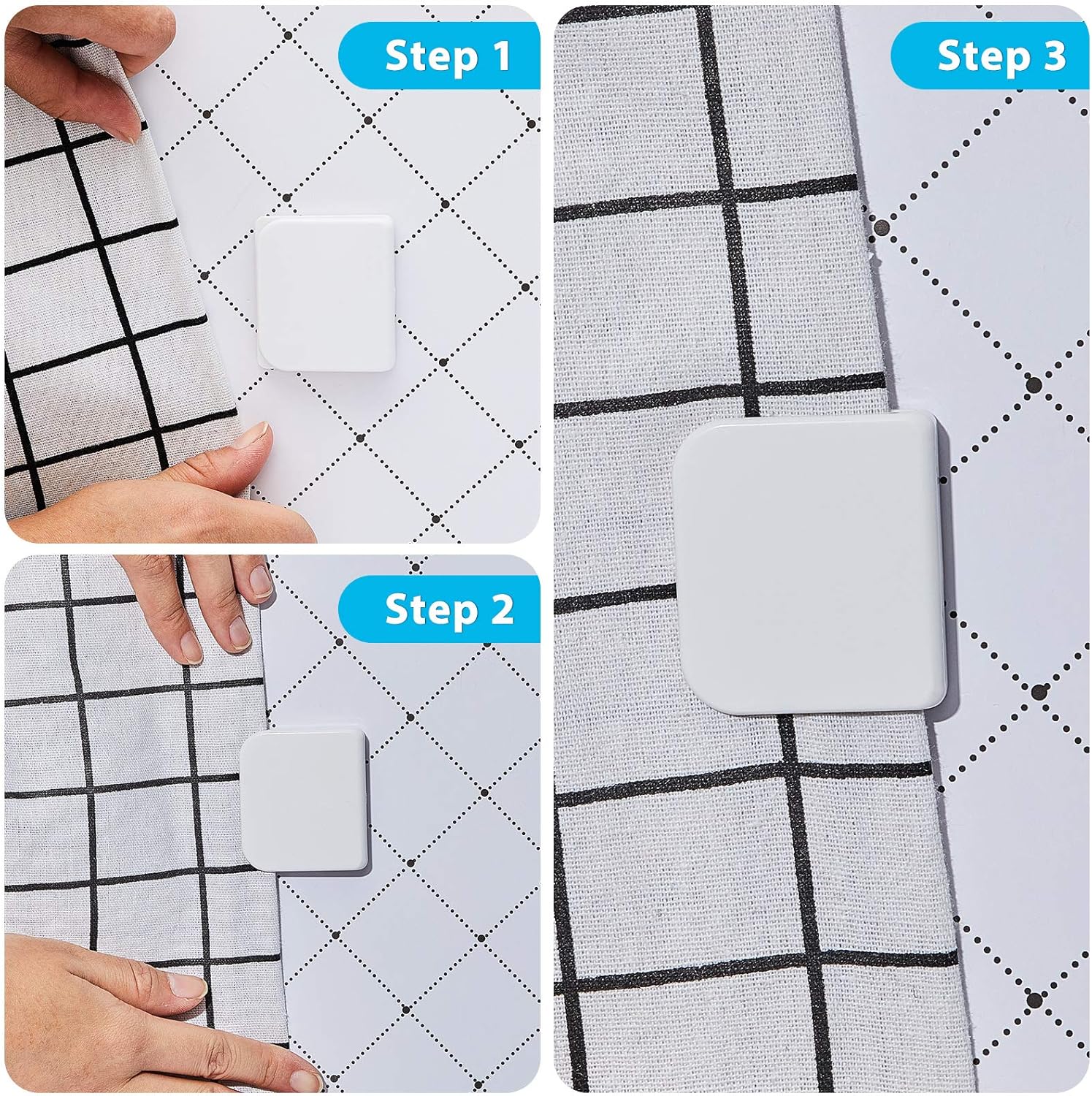 Jetec 4-Piece White Self-Adhesive Shower Curtain Clips