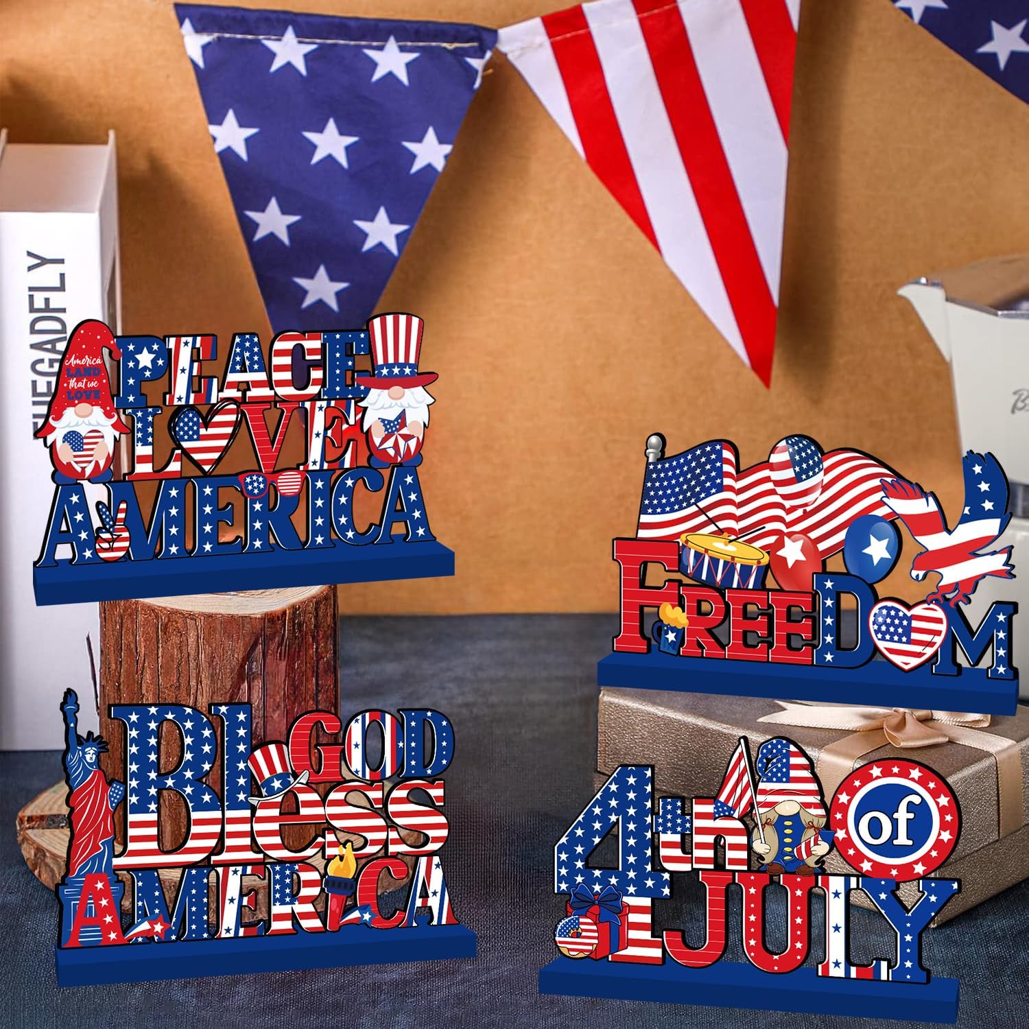 4th of July Decor Table Sign Set for Independence Day