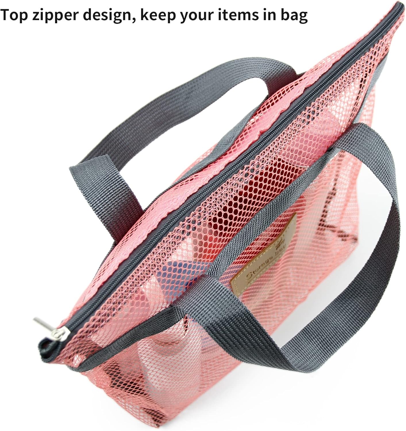 TOPASION Mesh Shower Caddy Bag - Portable Toiletry Organizer with Zipper for Travel and Gym