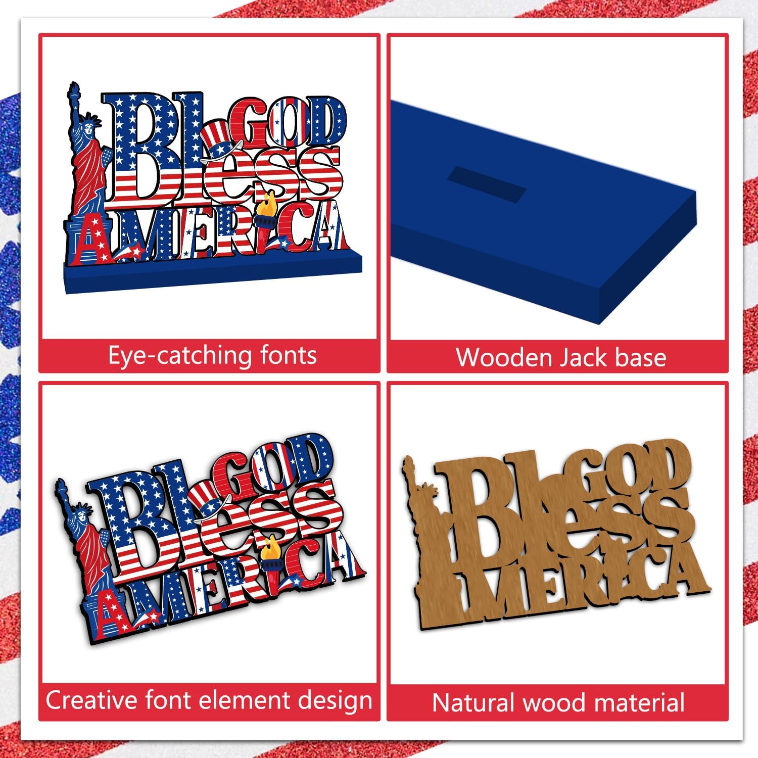 4th of July Decor Table Sign Set for Independence Day