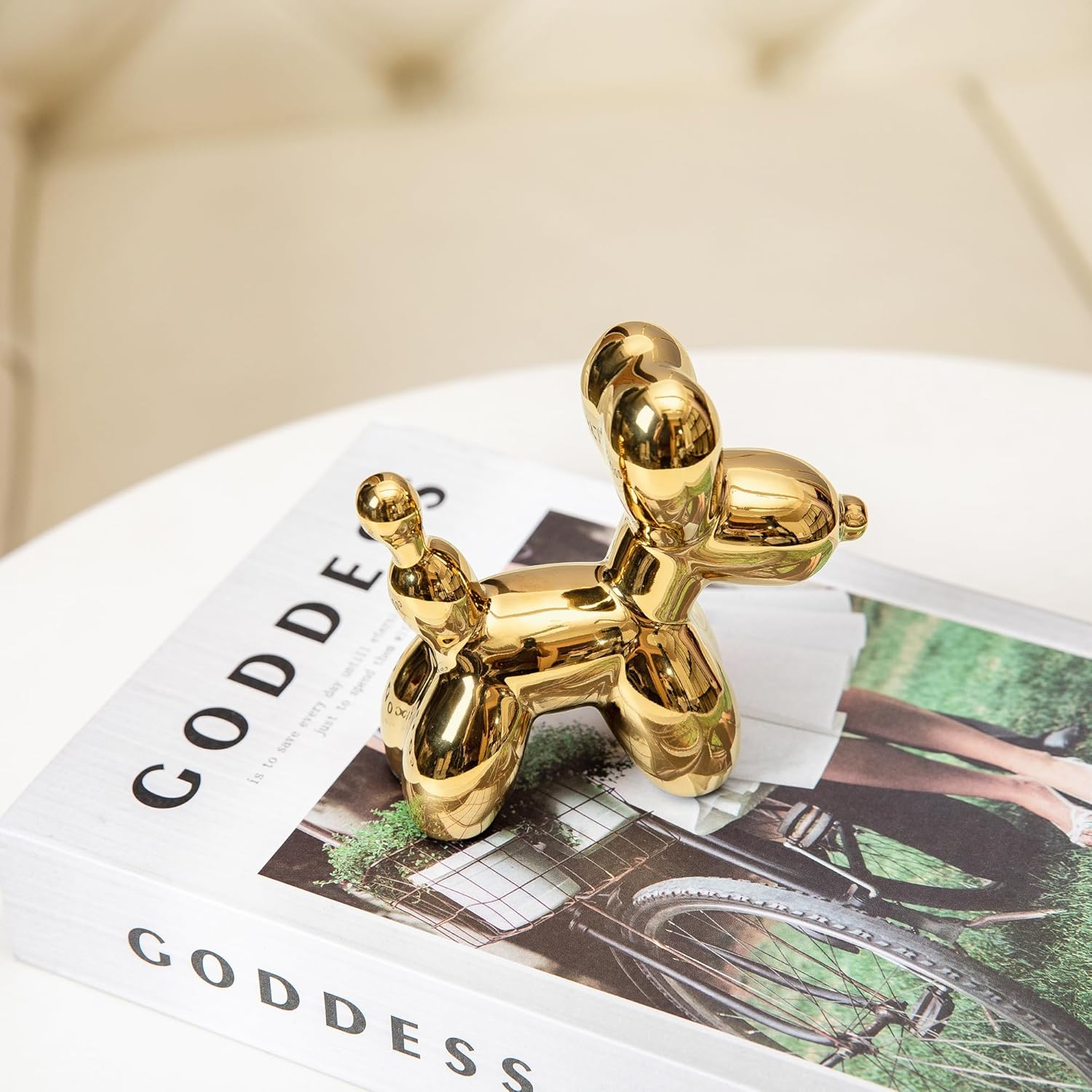 Steviieden Gold Ceramic Balloon Dog Statue