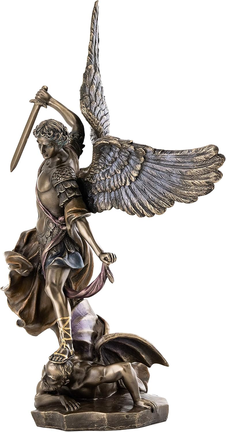 Top Collection Archangel St Michael Statue - 145 Inch Cold-Cast Bronze