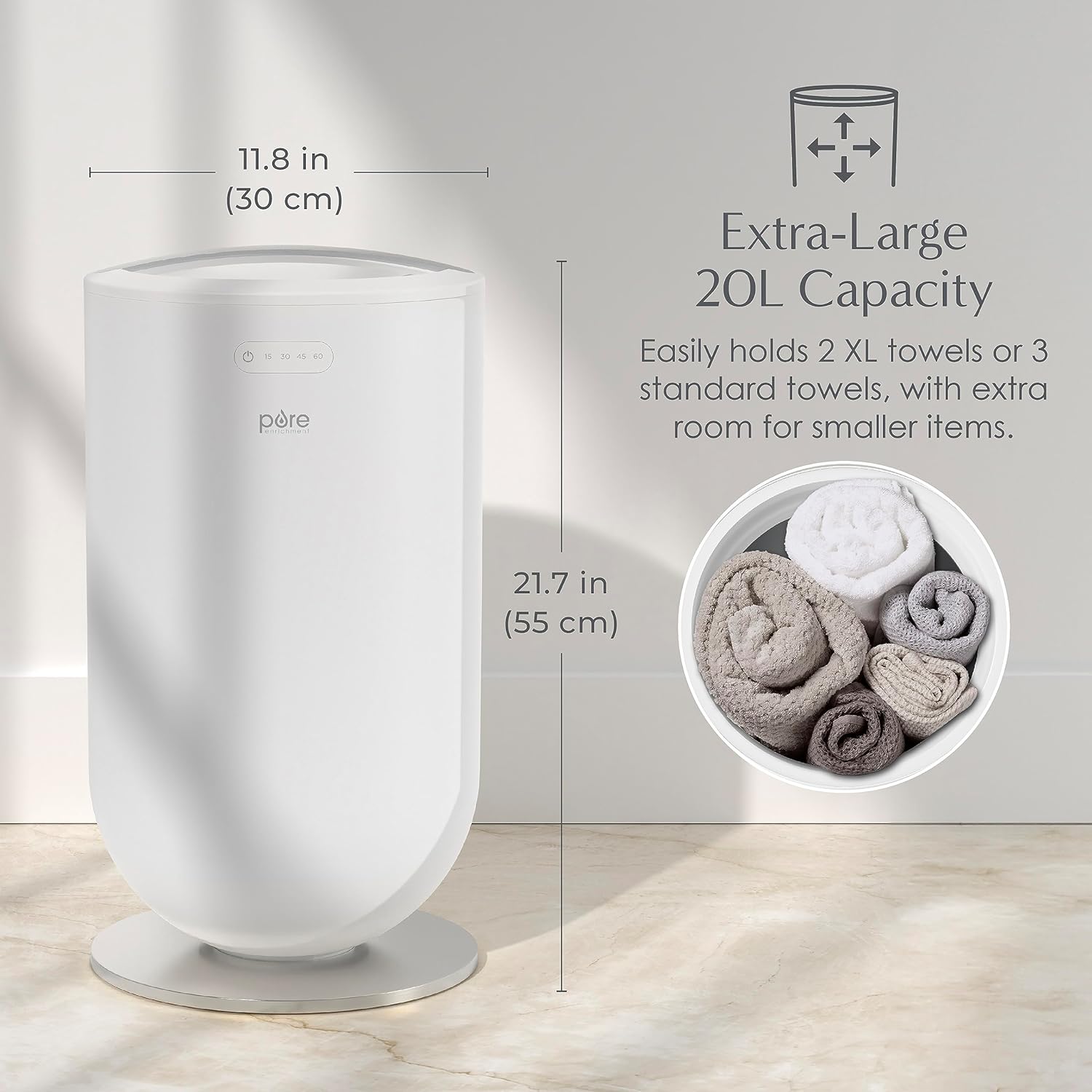 Pure Enrichment PureBliss Luxury Towel Warmer - 20L Extra Large