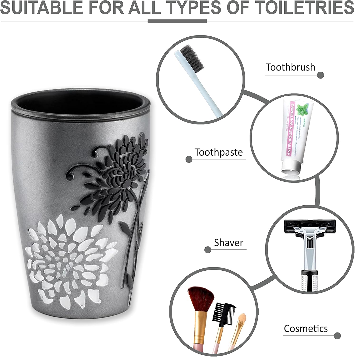 Popular Bath Tumbler Erica Collection Grey
