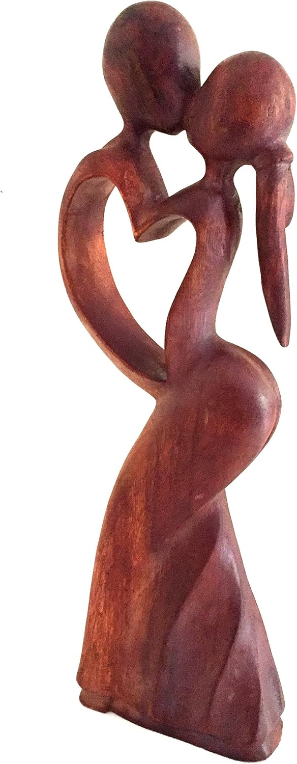 OMA Romantic Kissing Couple Wooden Statue