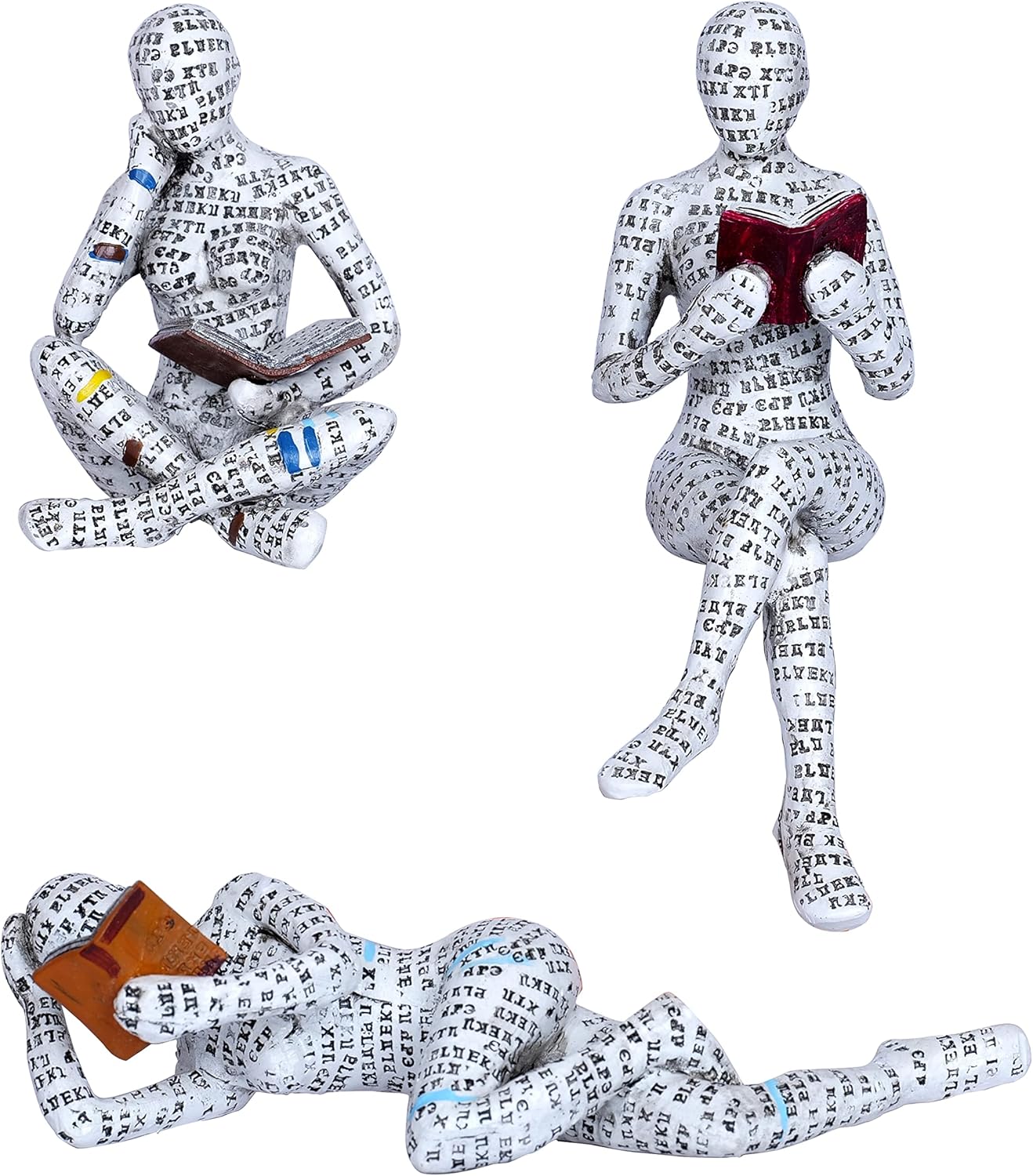 3 Pcs Pulp Reading Women Figurine Decor Set