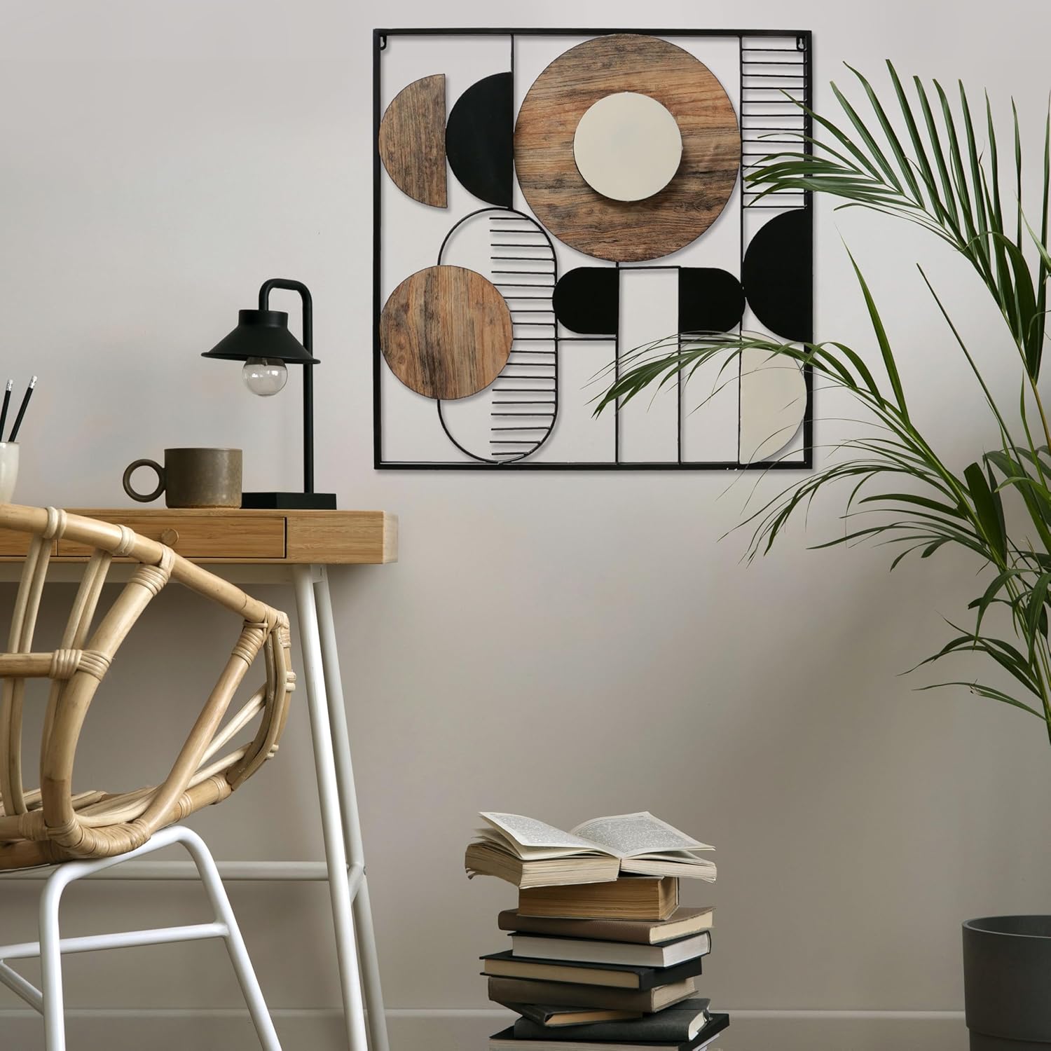 Modernist Wall Sculpture Hand-Welded Iron Lacquered 26x26 Inches