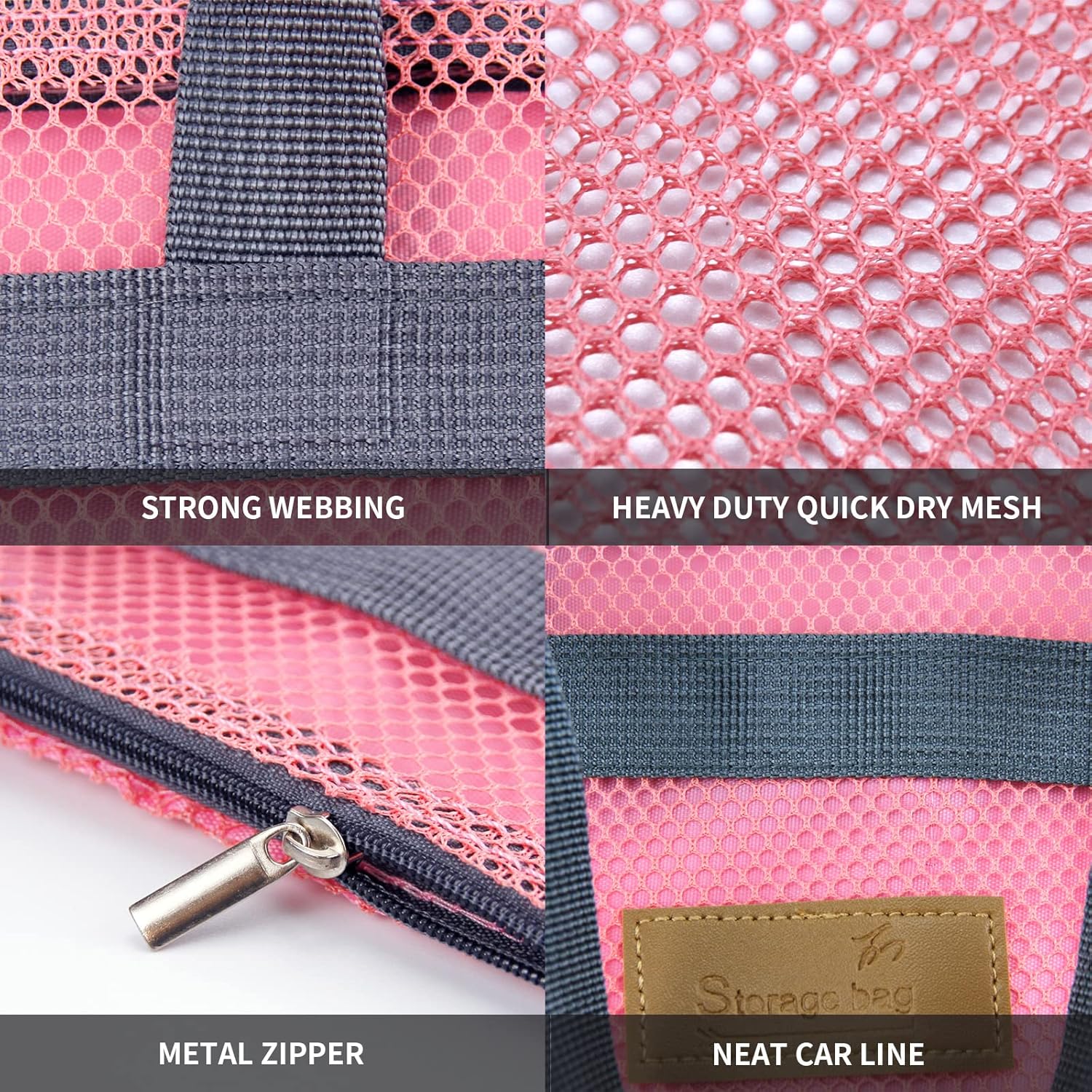 TOPASION Mesh Shower Caddy Bag - Portable Toiletry Organizer with Zipper for Travel and Gym