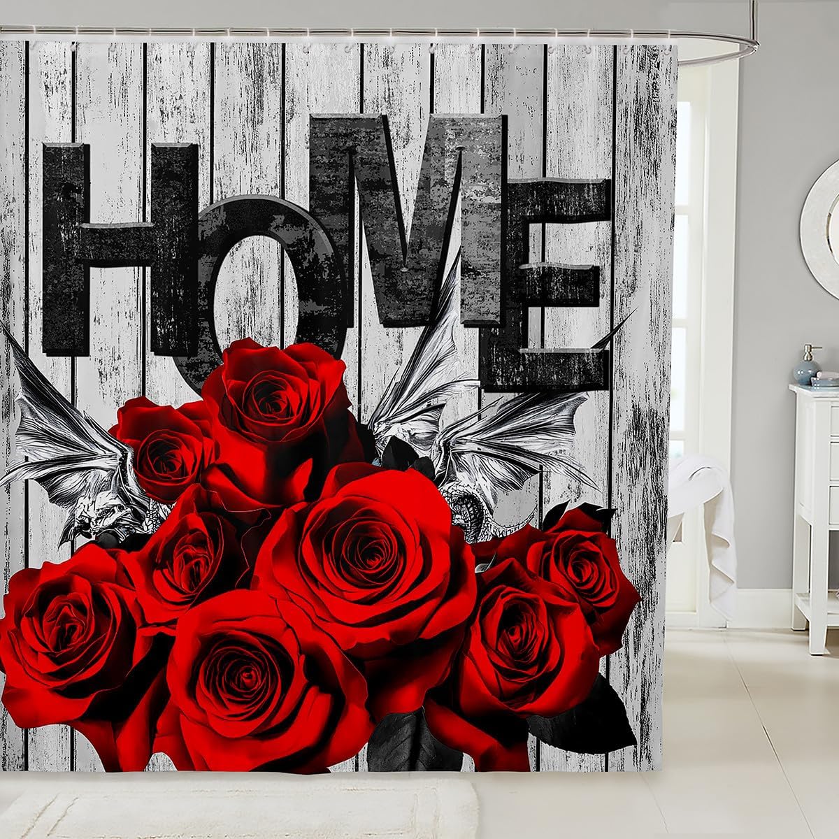 Feelyou Kids Red Rose Shower Curtain Set 72x72