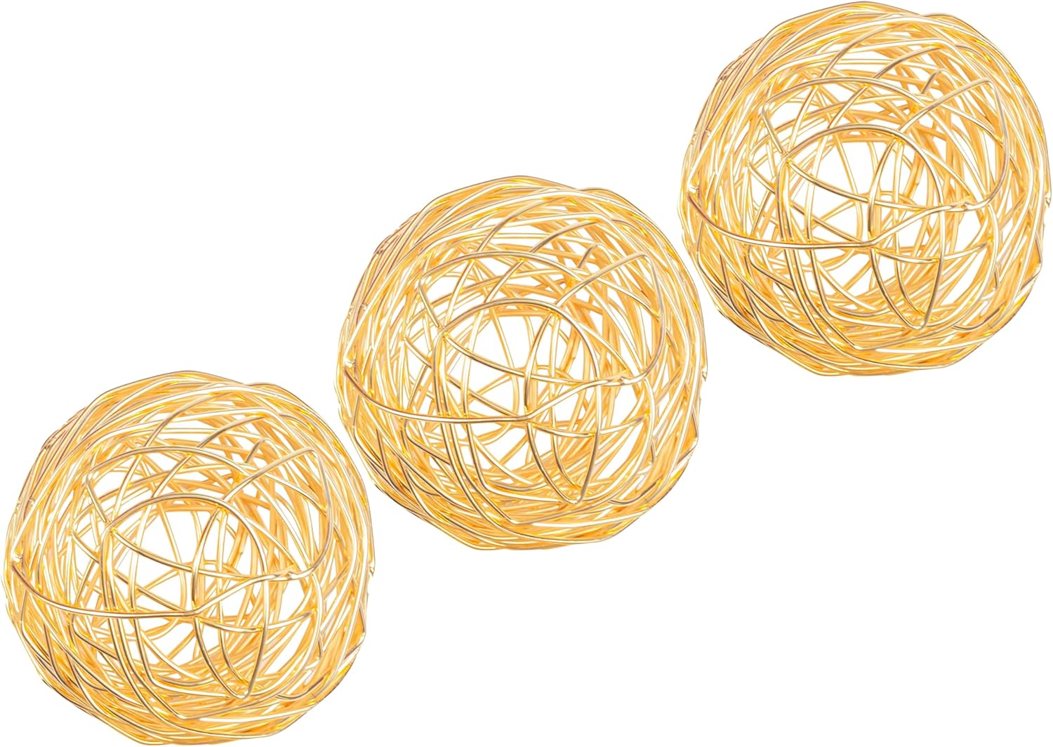 CLEENTABLE 3-Piece Gold Metal Decorative Spheres
