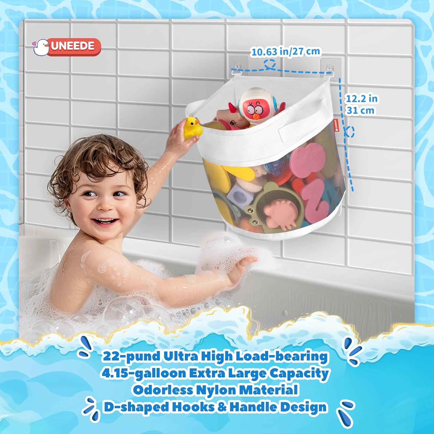 UNEEDE Bath Toy Organizer 415 Gallons Gray