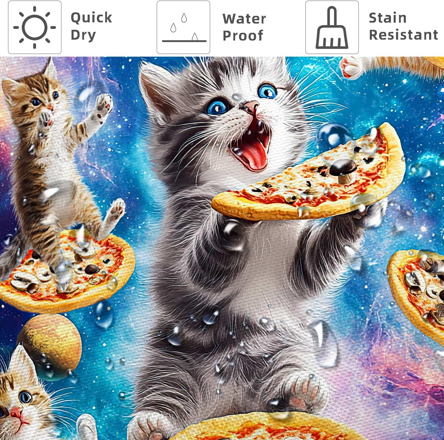 Funny Galaxy Space Cat Pizza Shower Curtain 72x72